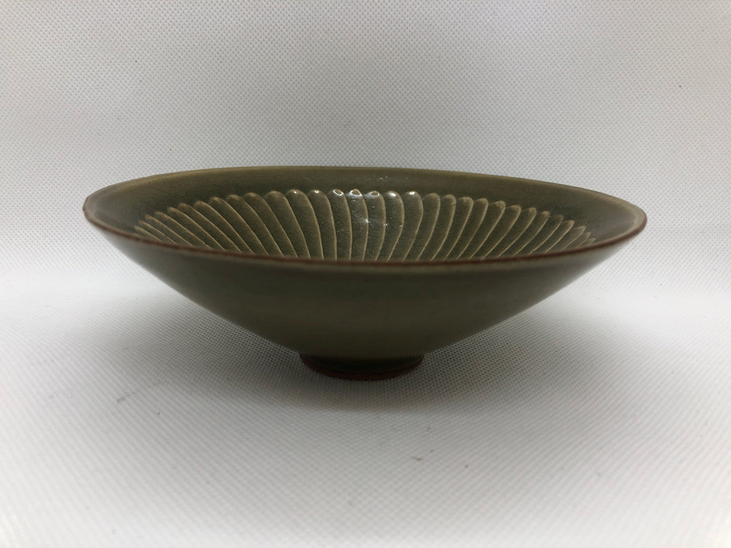 Y4435 CHAWAN Chinese celadon flat bowl China antique tea ceremony pottery