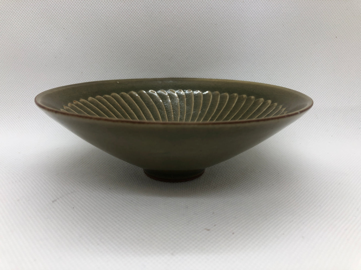 Y4435 CHAWAN Chinese celadon flat bowl China antique tea ceremony pottery
