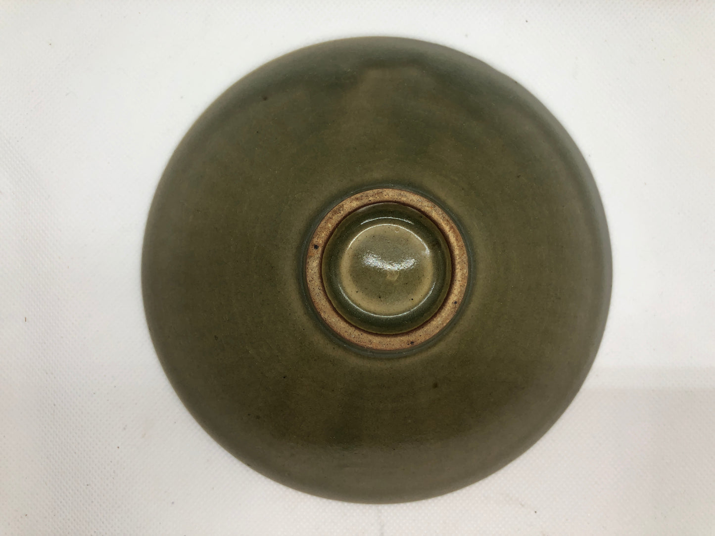 Y4435 CHAWAN Chinese celadon flat bowl China antique tea ceremony pottery