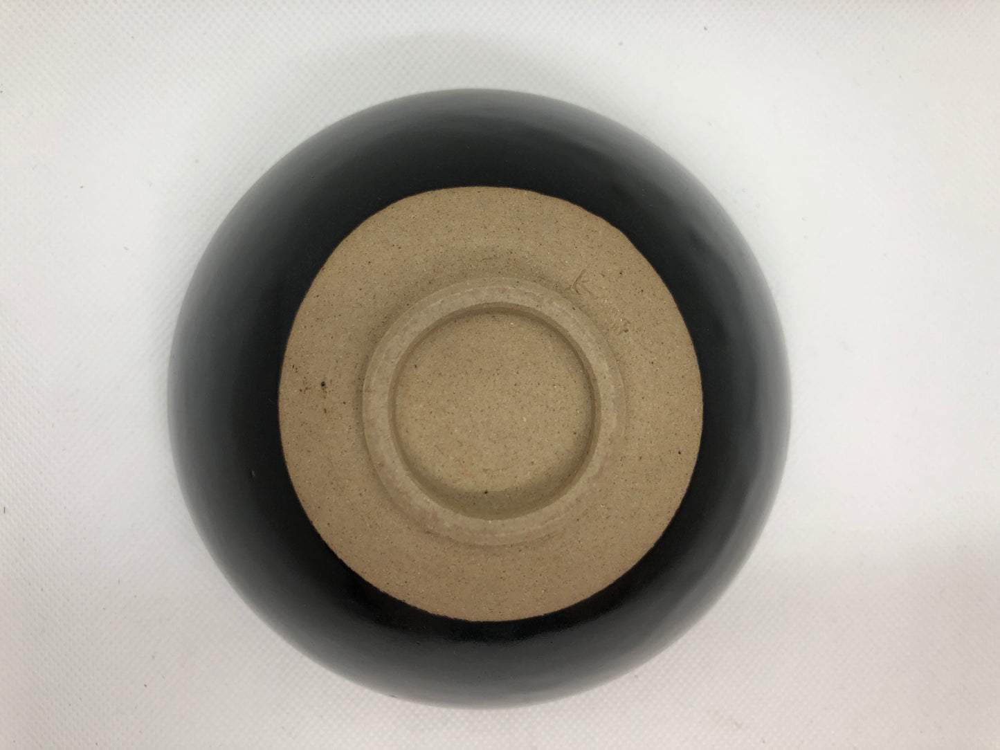 Y4439 CHAWAN Leaf Tenmoku signed Japan antique tea ceremony pottery bowl cup