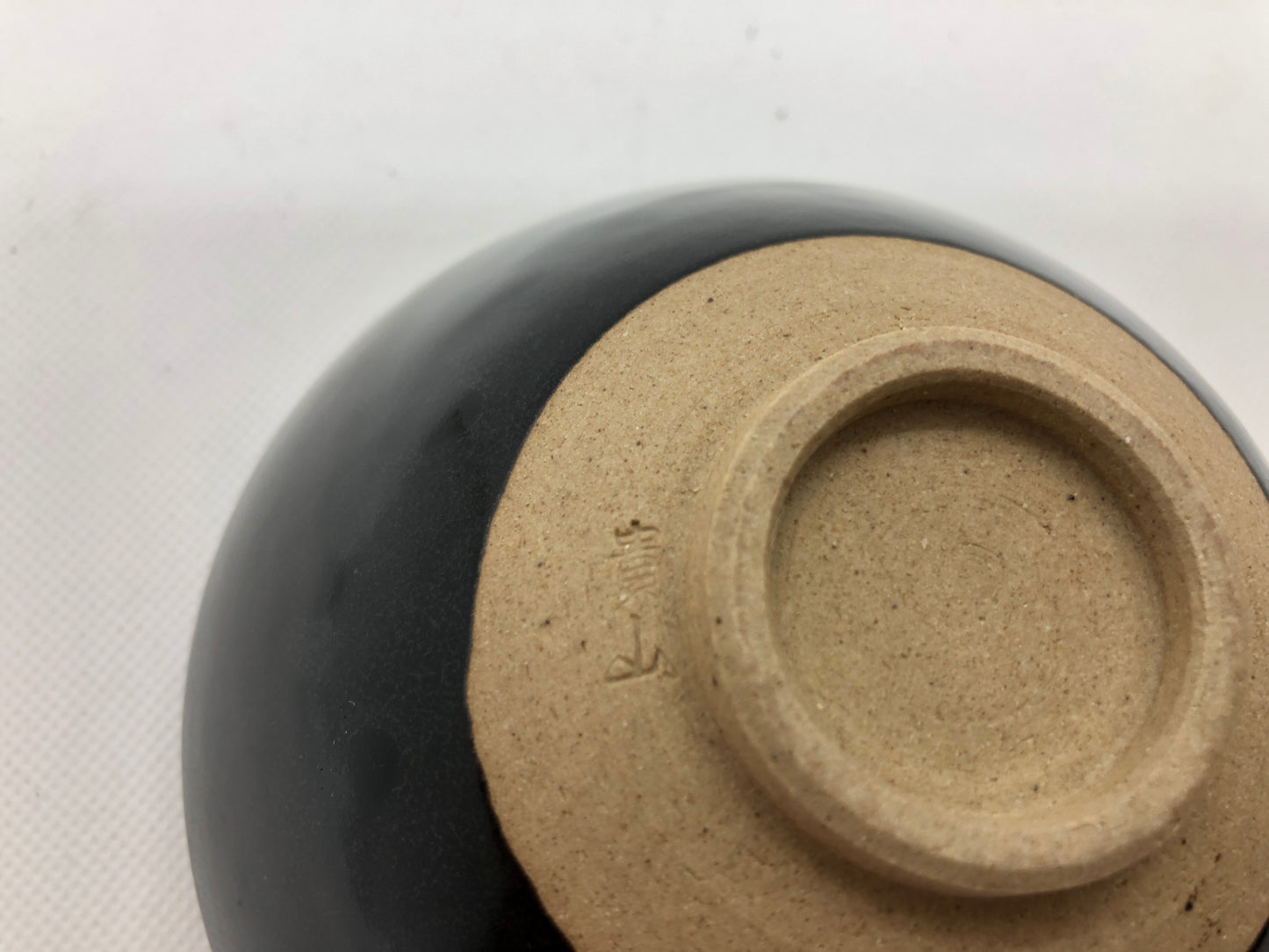 Y4439 CHAWAN Leaf Tenmoku signed Japan antique tea ceremony pottery bowl cup