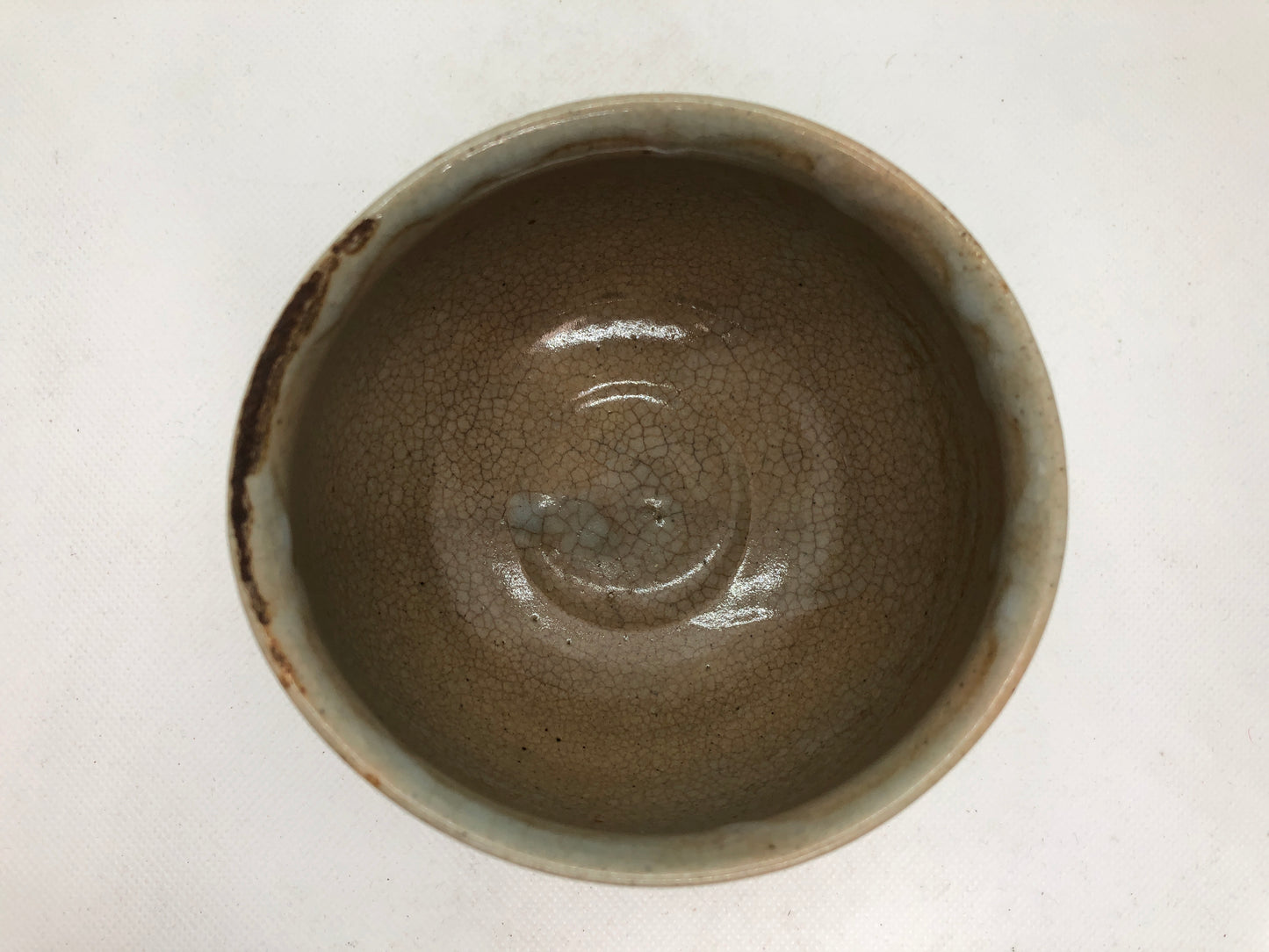 Y4462 CHAWAN Mino-ware signed mushroom Japan antique tea ceremony pottery bowl