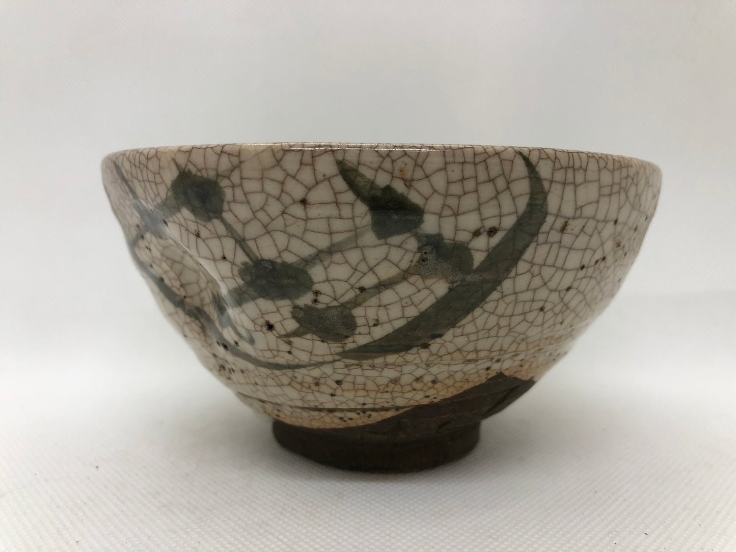 Y4468 CHAWAN Mino-ware signed Japan antique pottery bowl cup vessel container