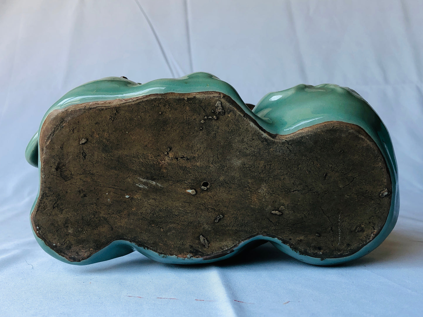 Y4533 STATUE Celadon Hotei sleeping God of Cleverness figure Japan antique decor