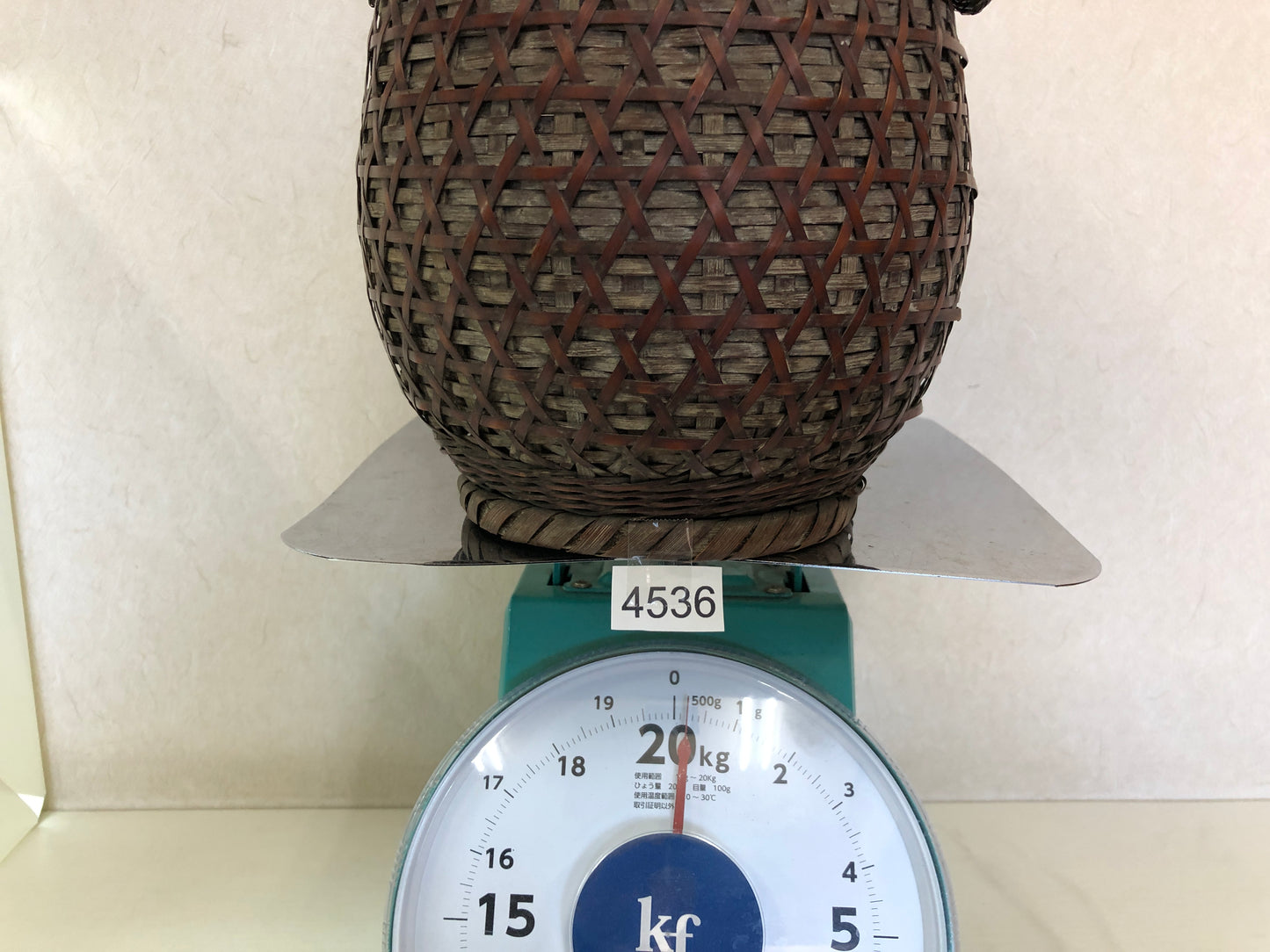 Y4536 Bamboo Woven Basket flower vase decor interior Japan antique ikebana kabin