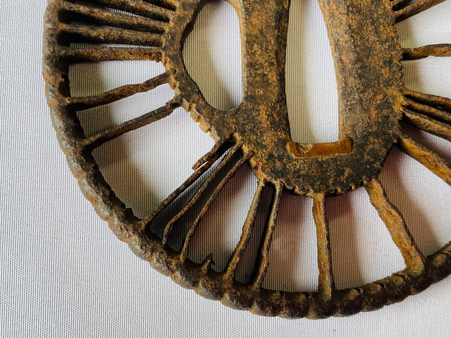 Y4567 TSUBA iron large sword guard lion box Japan samurai katana koshirae edo