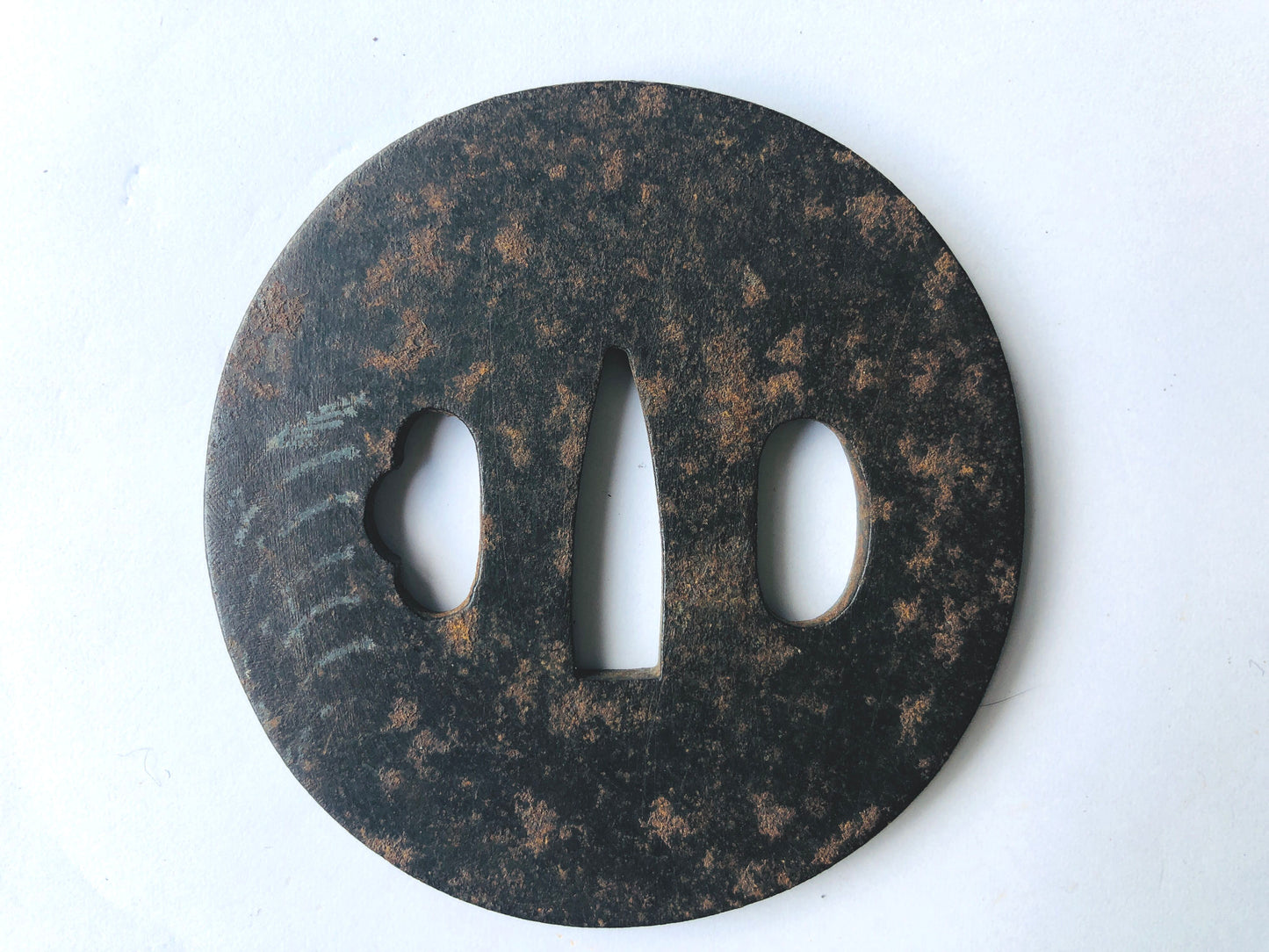 Y4569 TSUBA iron sword guard Japanese pampas grass inlay samurai katana koshirae
