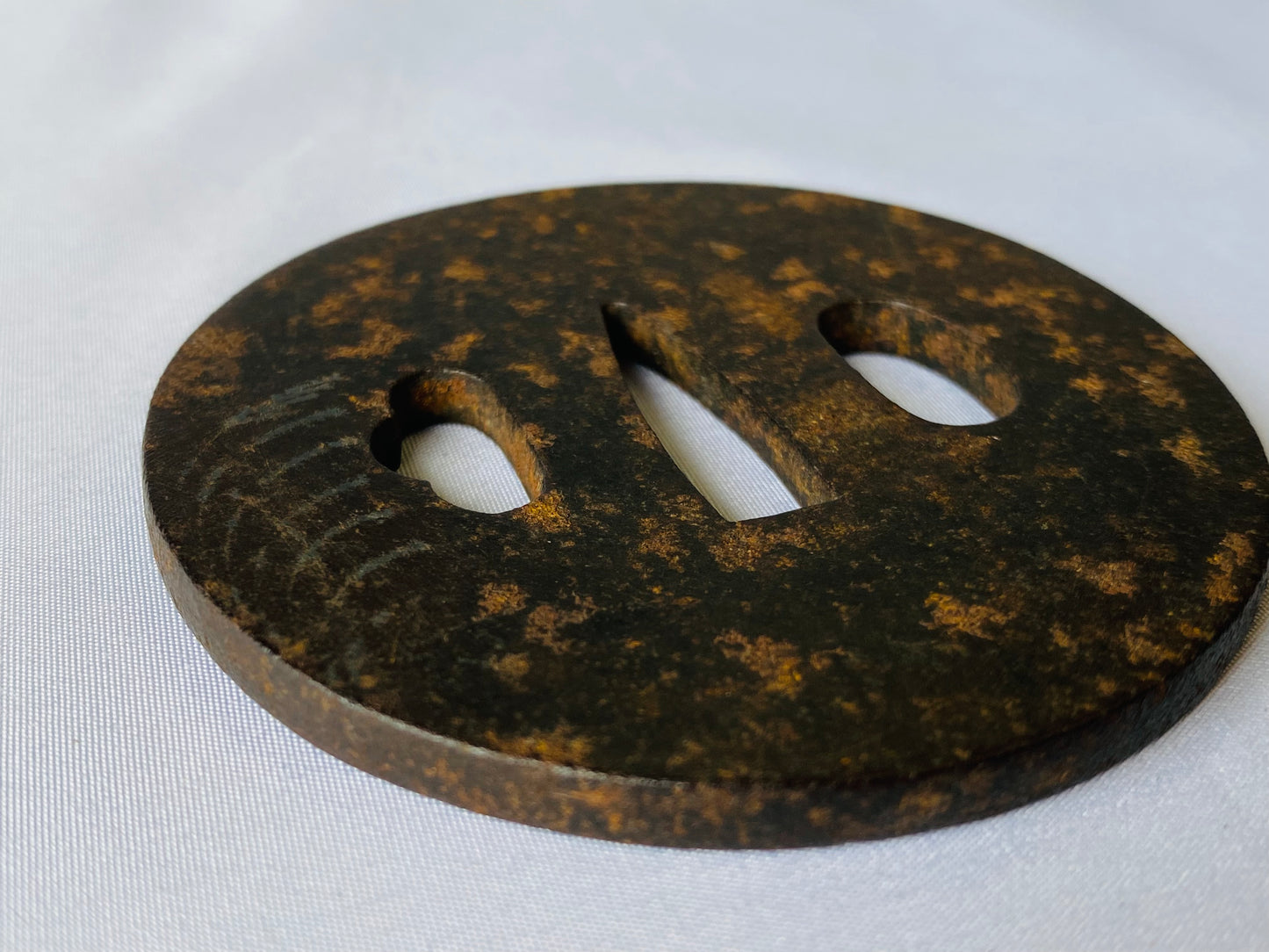 Y4569 TSUBA iron sword guard Japanese pampas grass inlay samurai katana koshirae