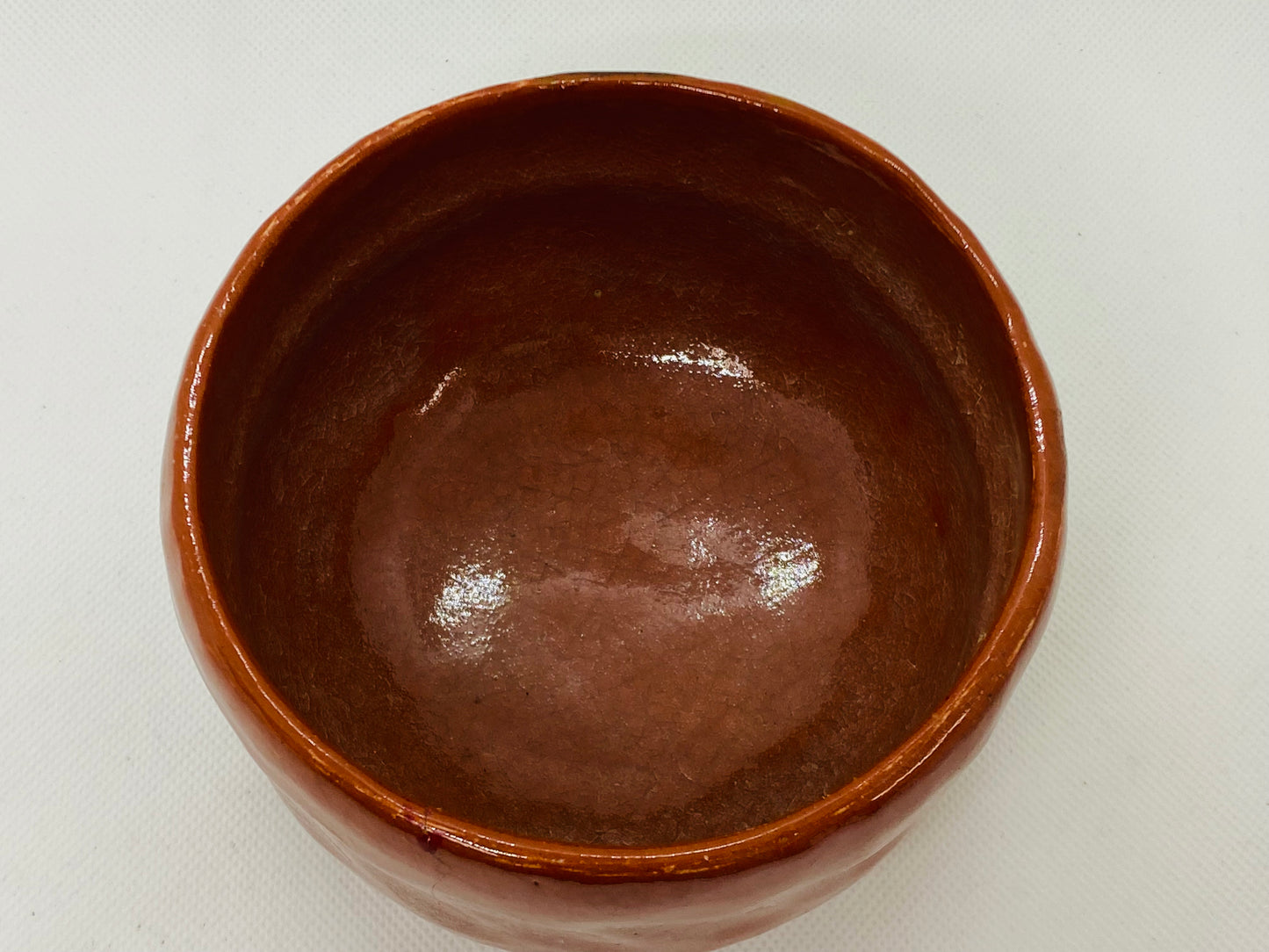 Y4571 CHAWAN Raku-ware red signed Japan antique tea ceremony pottery bowl cup