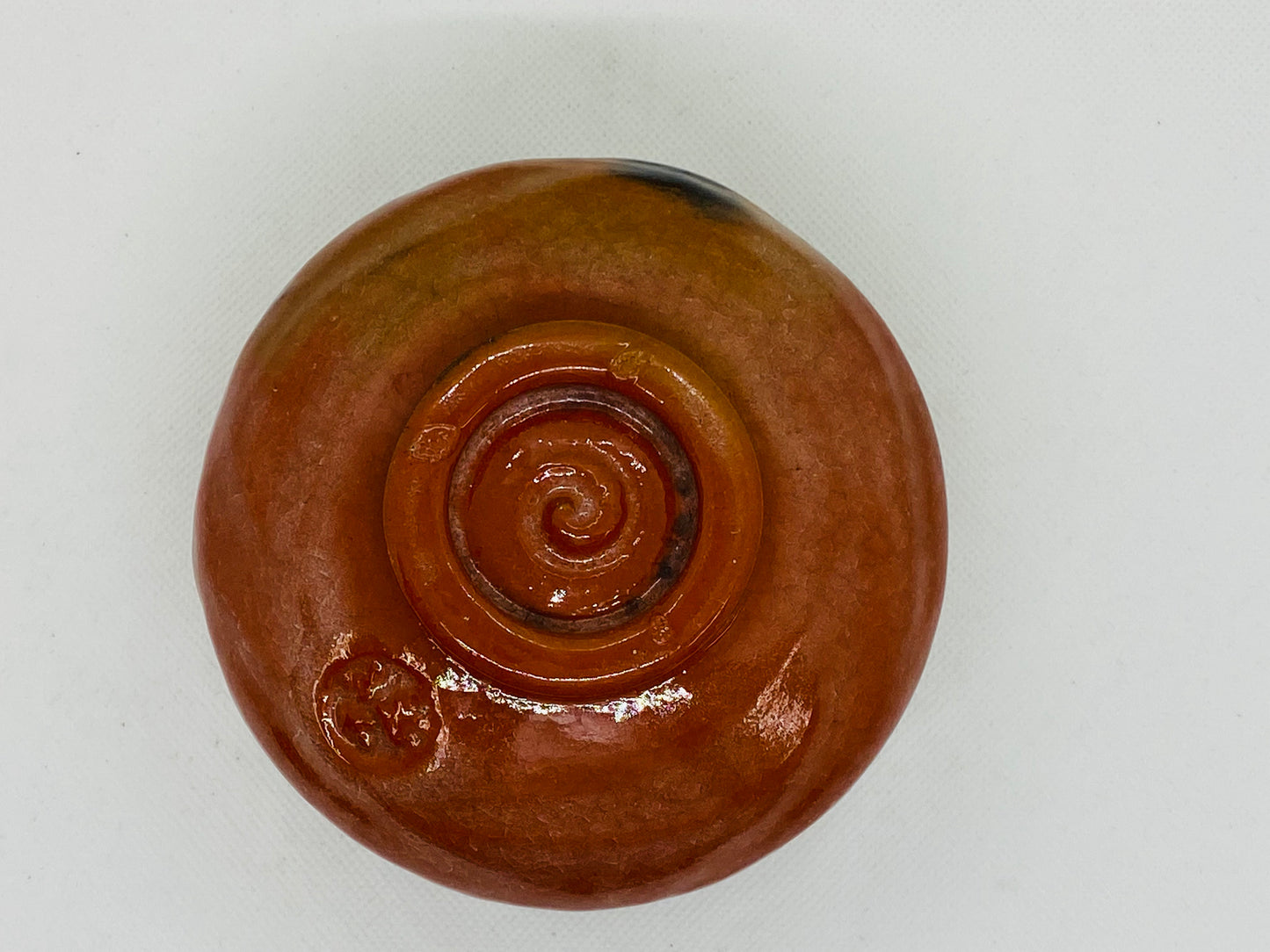 Y4571 CHAWAN Raku-ware red signed Japan antique tea ceremony pottery bowl cup