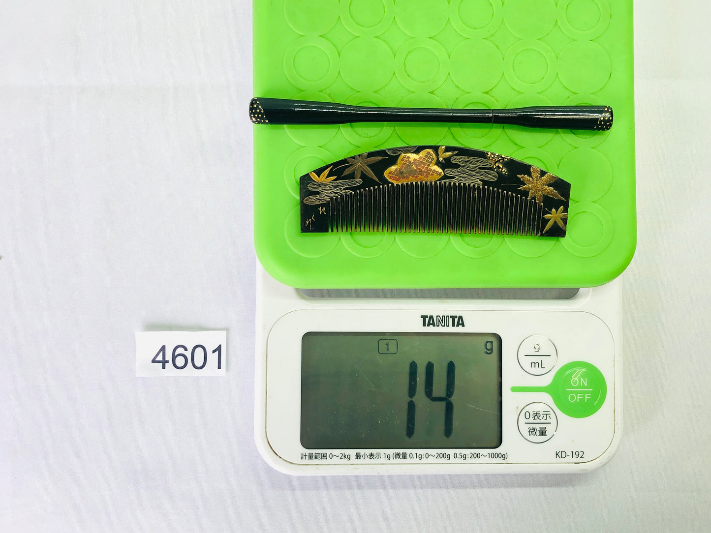 Y4601 KOUGAI Makie Comb Hairpin hair dressing tools signed Japan kimono antique