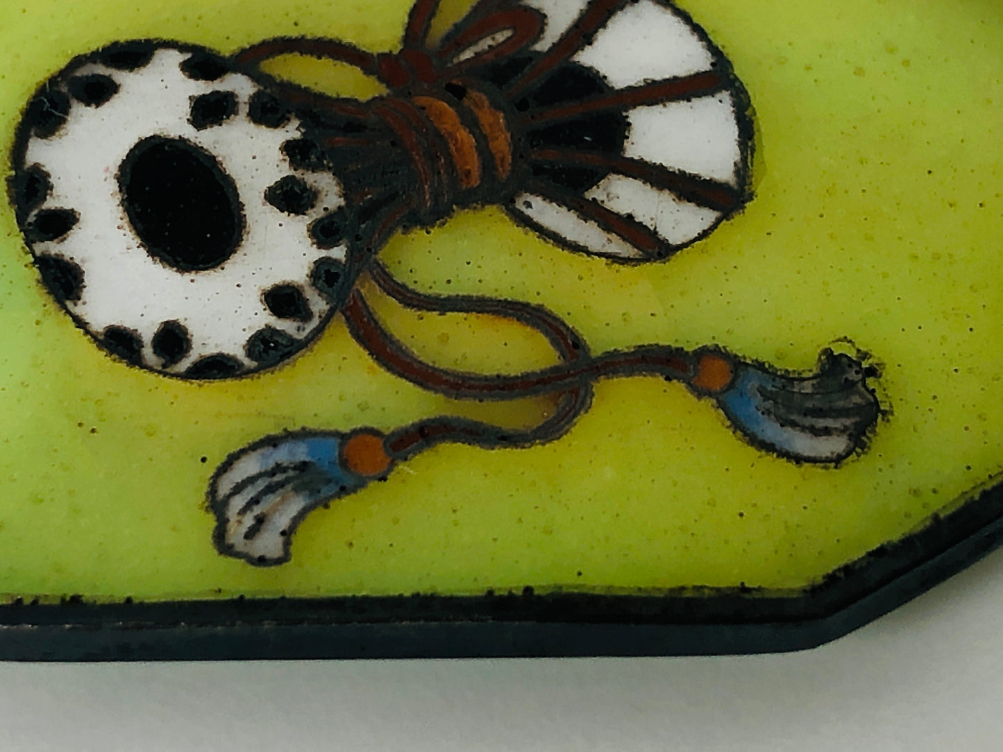 Y4603 OBIDOME Cloisonne Sash Clip brooch hand drum Japan Kimono antique vintage