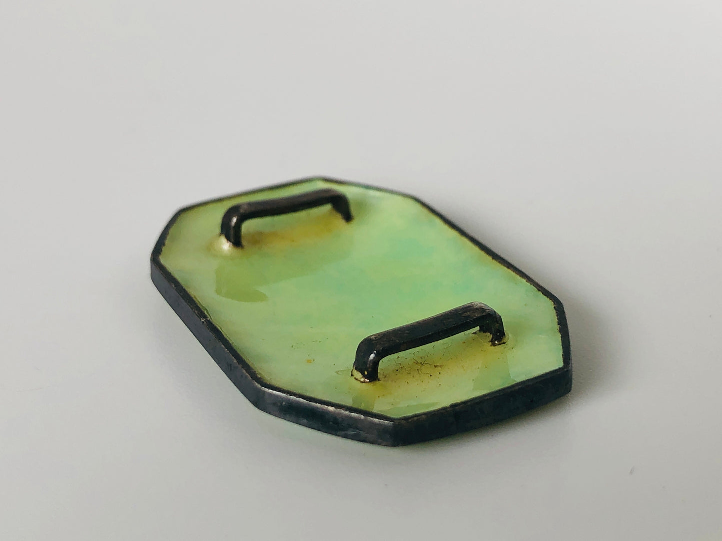 Y4603 OBIDOME Cloisonne Sash Clip brooch hand drum Japan Kimono antique vintage