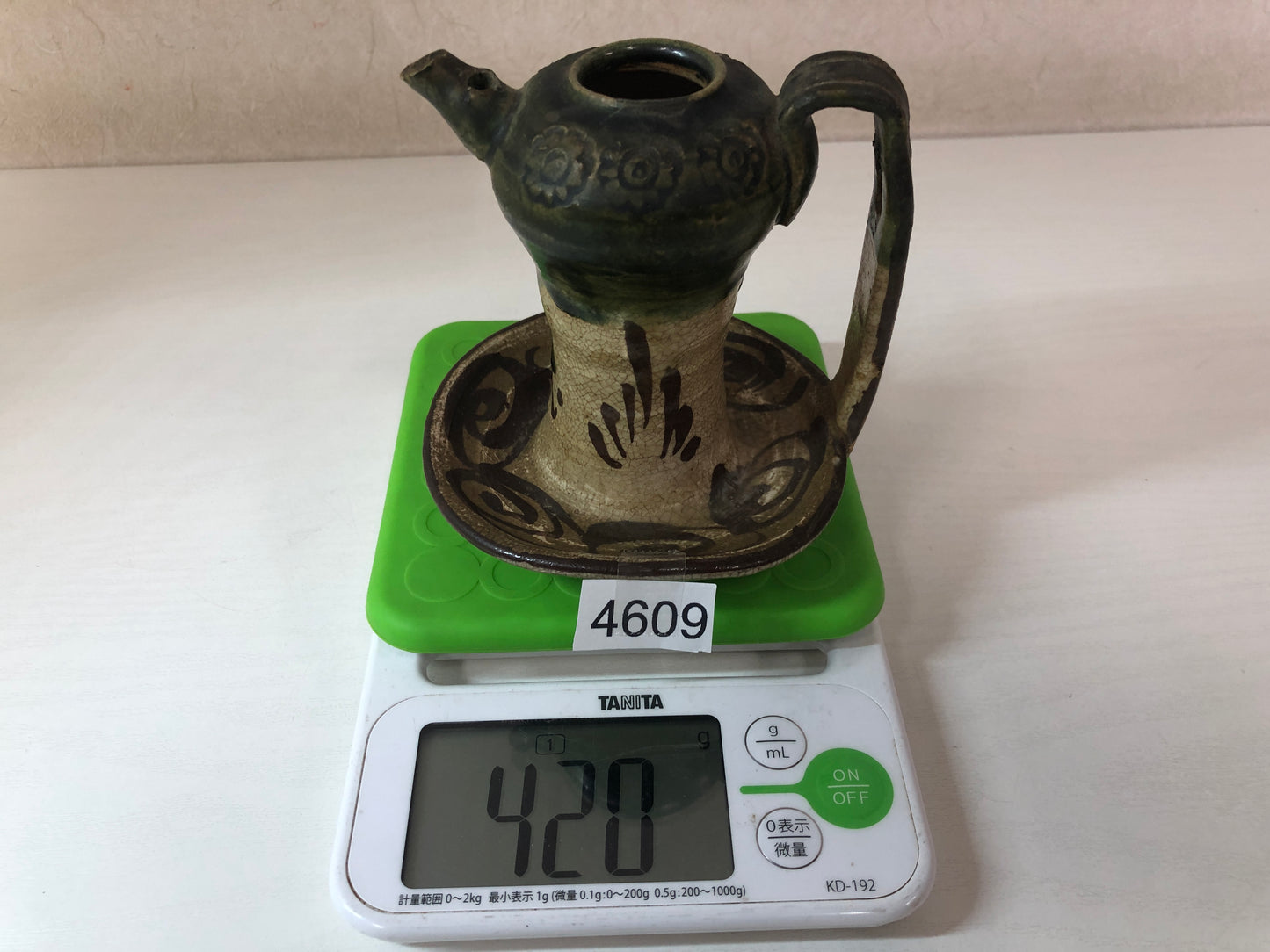 Y4609 POT Oribe-ware oil feeder bottle oilcan Japan antique vintage tableware