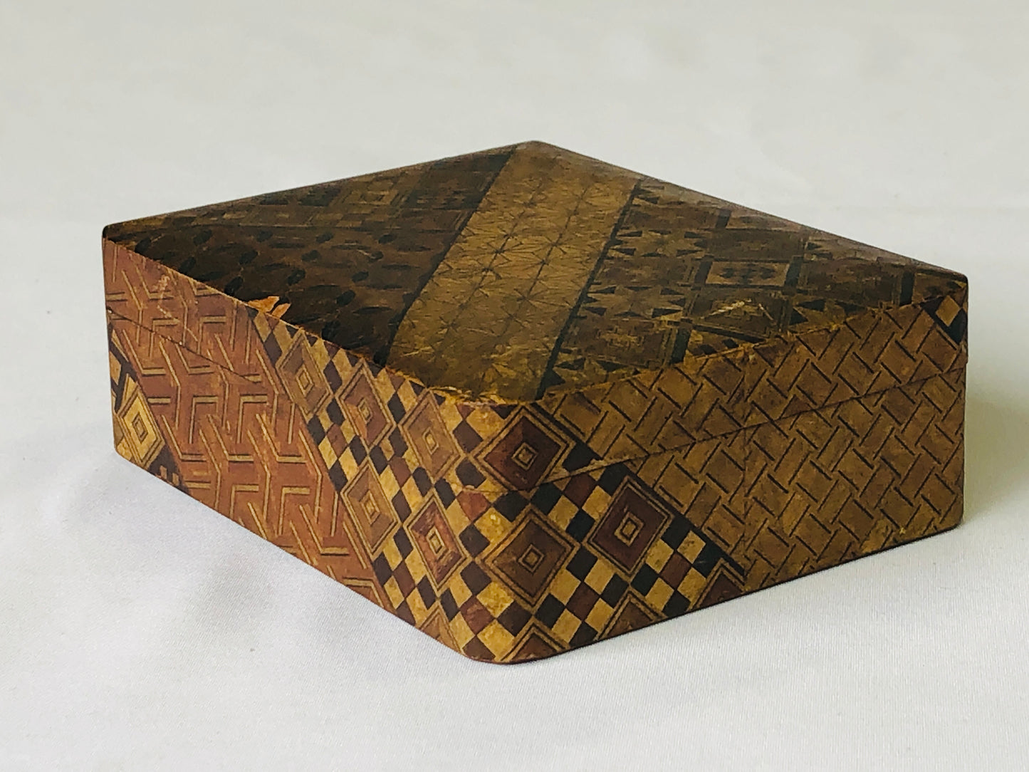 Y4614 BOX Hakone woodwork nesting case container Japan antique vintage storage
