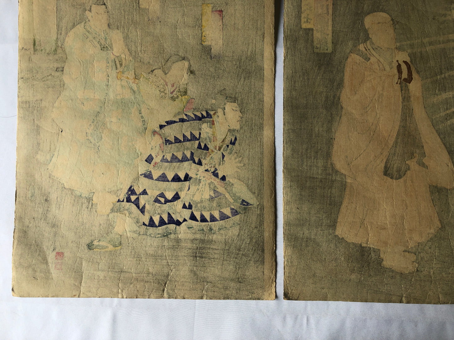 Y4635 WOODBLOCK PRINT Shoukoku actor triptych Japan Ukiyoe art antique interior