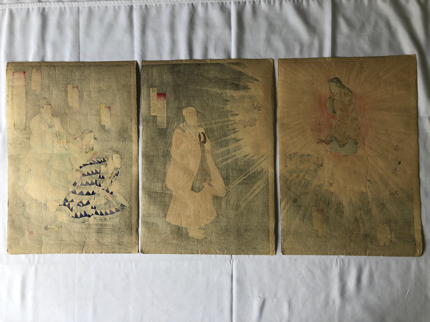 Y4635 WOODBLOCK PRINT Shoukoku actor triptych Japan Ukiyoe art antique interior