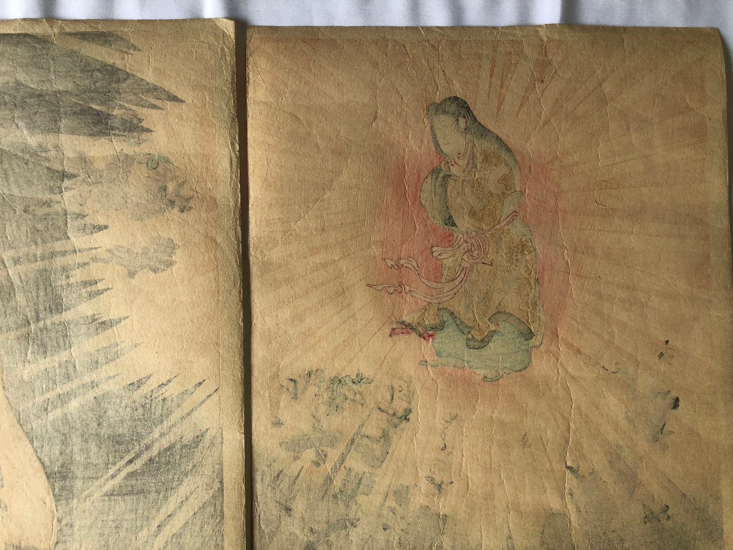 Y4635 WOODBLOCK PRINT Shoukoku actor triptych Japan Ukiyoe art antique interior