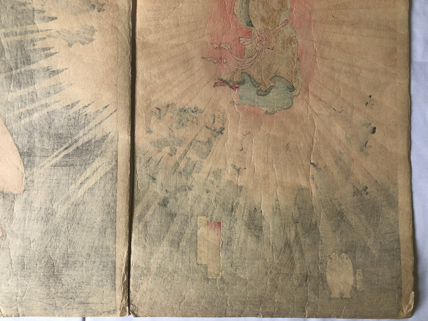Y4635 WOODBLOCK PRINT Shoukoku actor triptych Japan Ukiyoe art antique interior