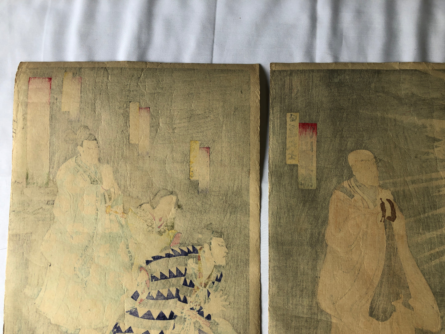 Y4635 WOODBLOCK PRINT Shoukoku actor triptych Japan Ukiyoe art antique interior