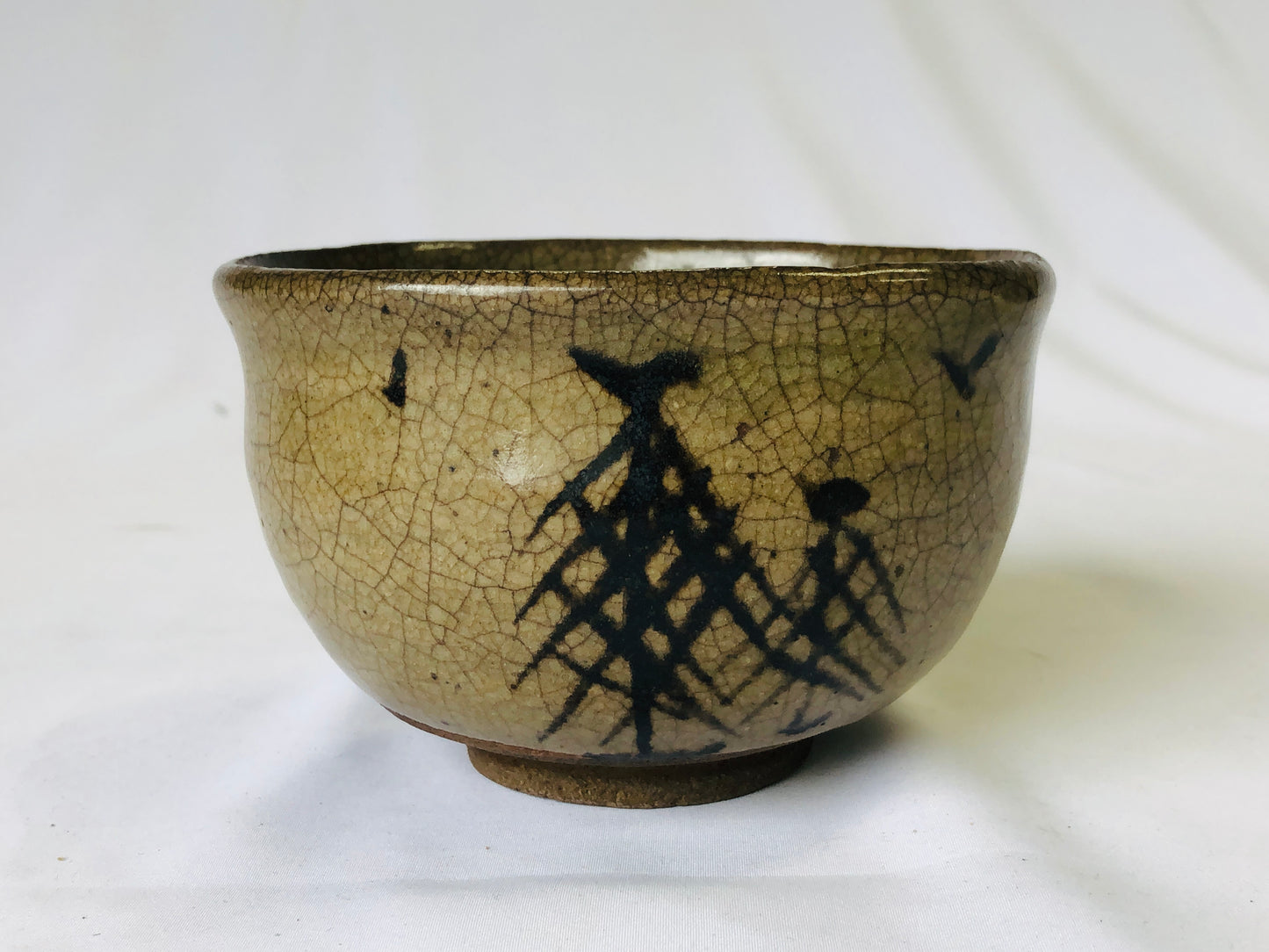 Y4640 CHAWAN Karatsu-ware box picture karatsu Japan antique tea ceremony pottery