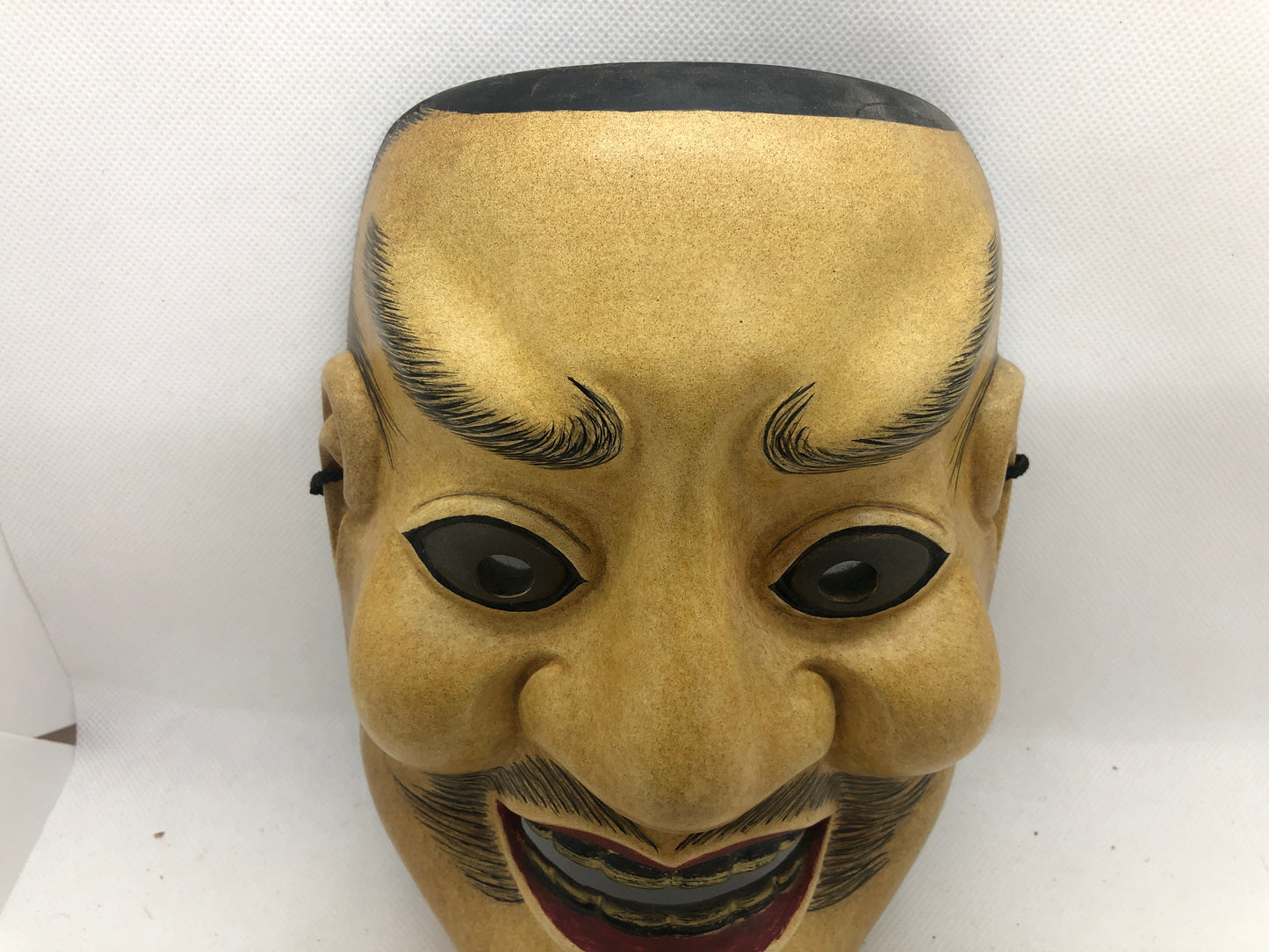 Y4662 NOH MASK wood carving Arakashi signed Japan antique omen dance drama