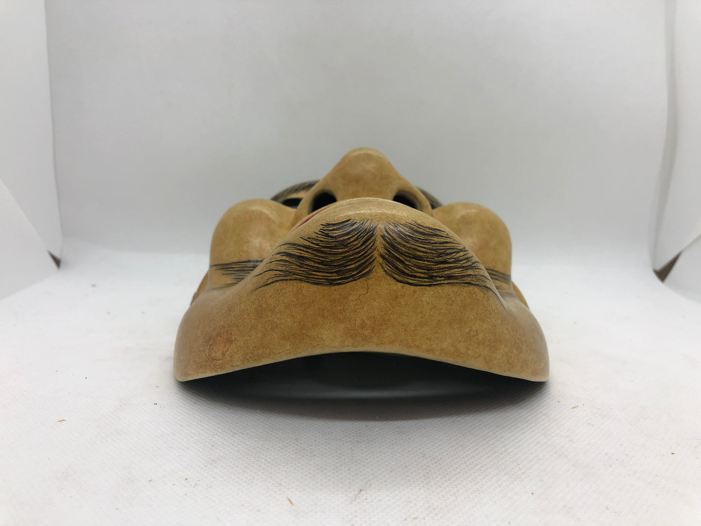 Y4662 NOH MASK wood carving Arakashi signed Japan antique omen dance drama