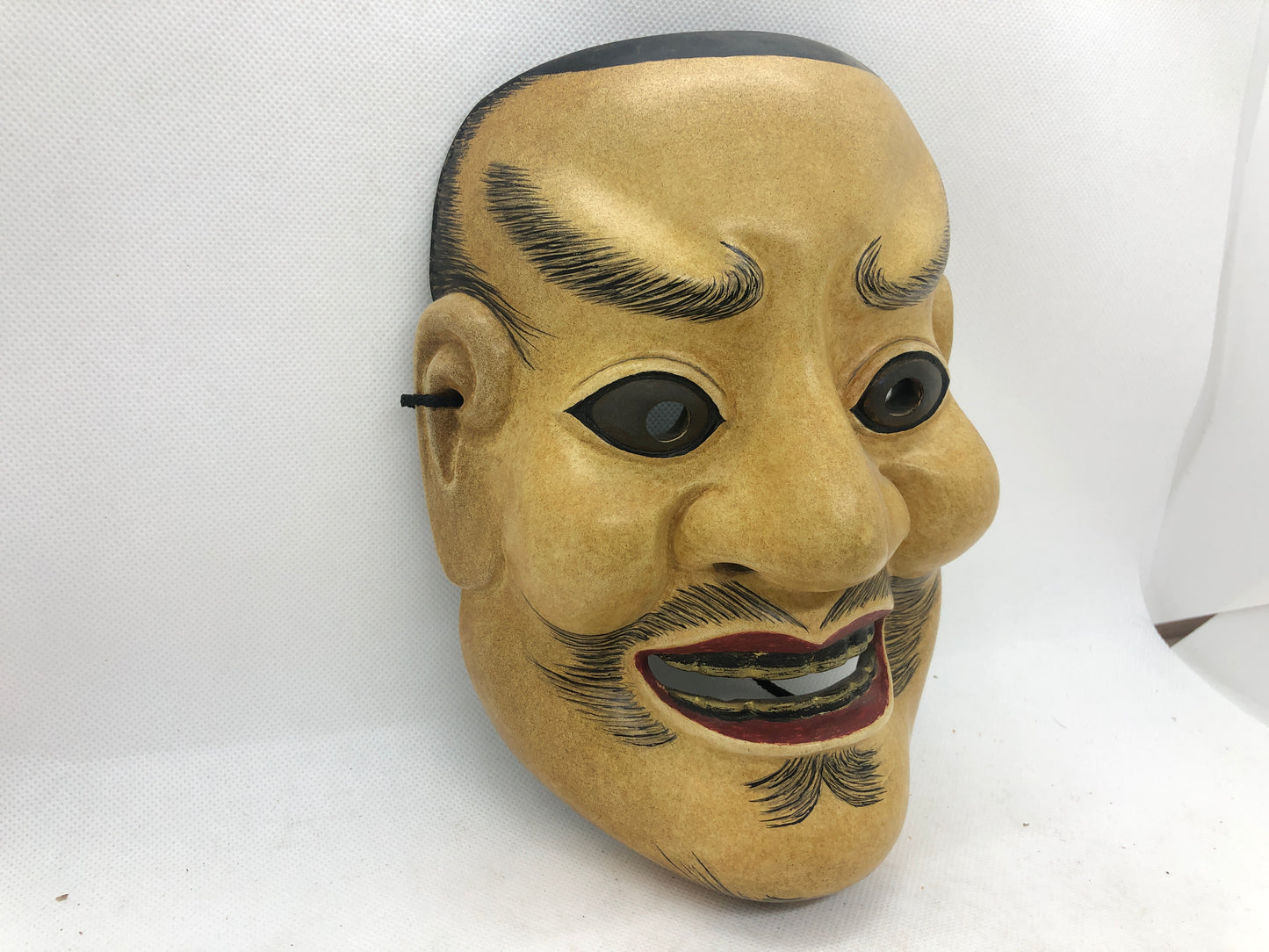 Y4662 NOH MASK wood carving Arakashi signed Japan antique omen dance drama
