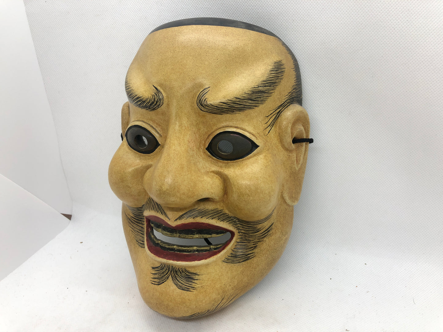 Y4662 NOH MASK wood carving Arakashi signed Japan antique omen dance drama