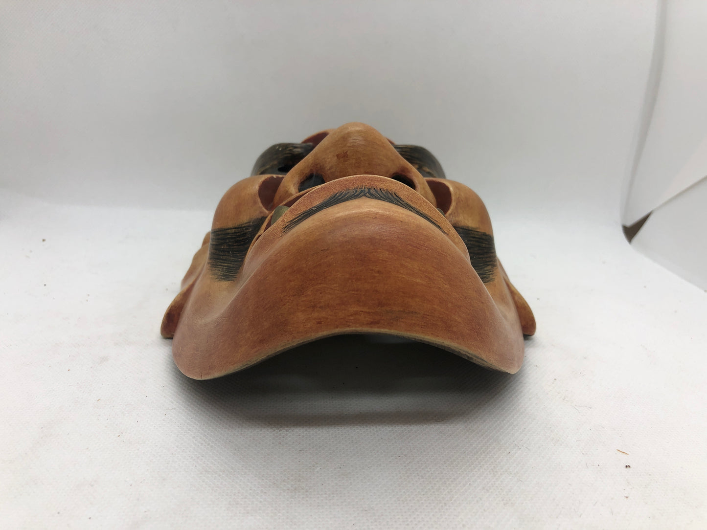 Y4664 NOH MASK wood carving Shikami signed Japan antique omen dance drama