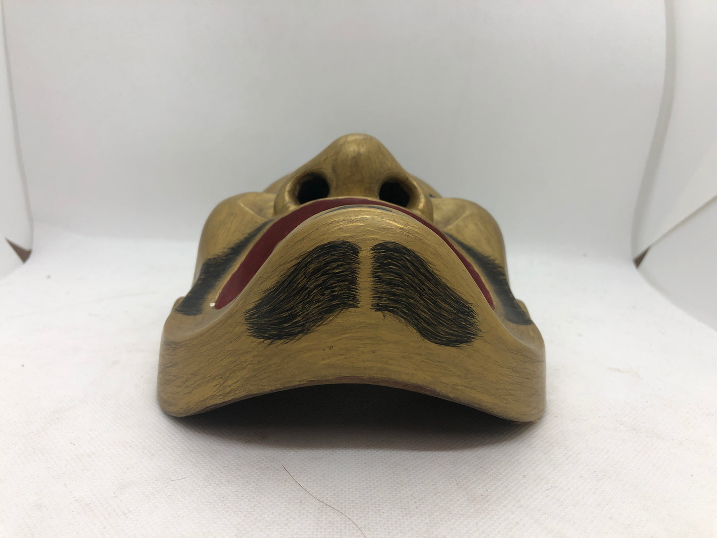 Y4668 NOH MASK wood carving Ohtobide signed Japan antique omen dance drama