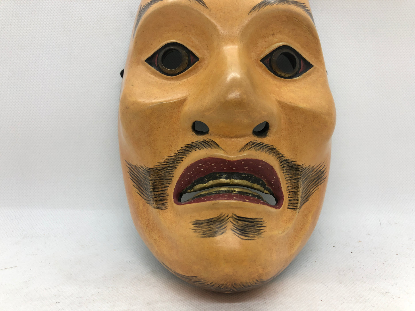 Y4669 NOH MASK wood carving Sujiayakashi signed Japan antique omen dance drama