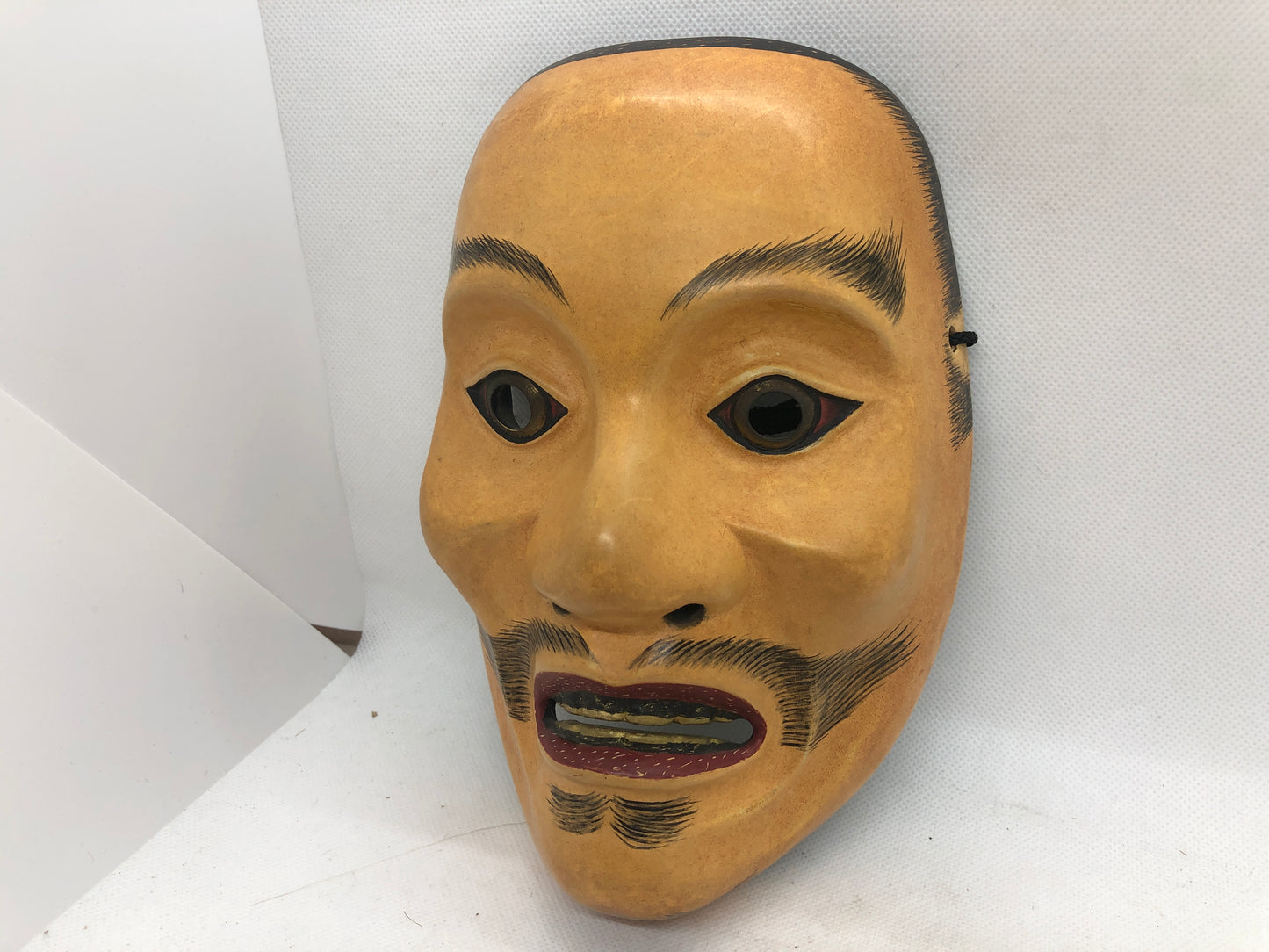 Y4669 NOH MASK wood carving Sujiayakashi signed Japan antique omen dance drama