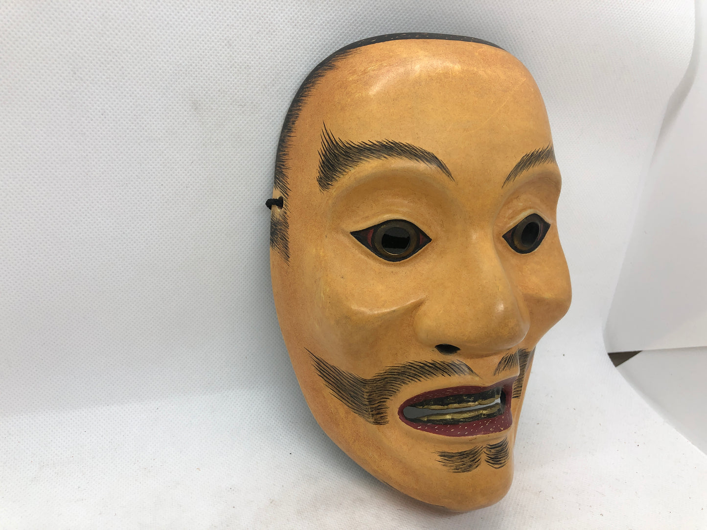 Y4669 NOH MASK wood carving Sujiayakashi signed Japan antique omen dance drama