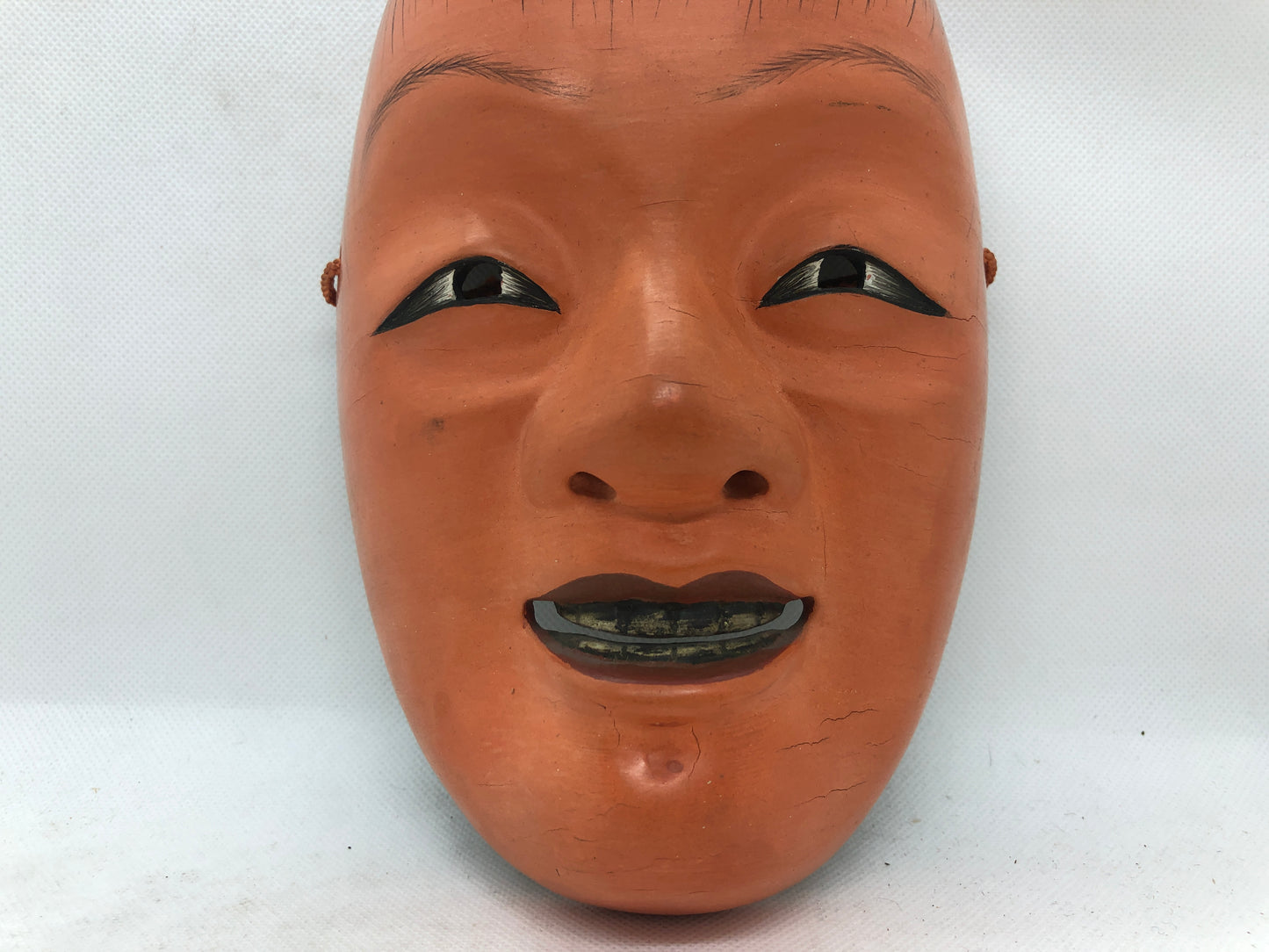 Y4670 NOH MASK wood carving Shoujou signed Japan antique omen dance drama