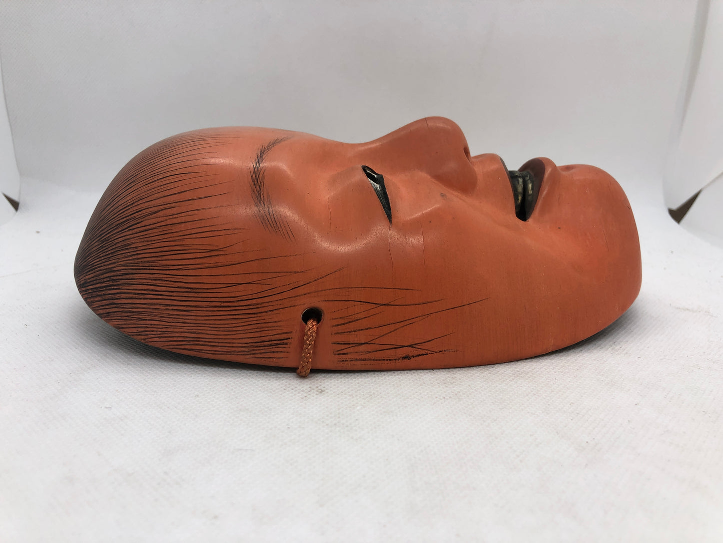 Y4670 NOH MASK wood carving Shoujou signed Japan antique omen dance drama