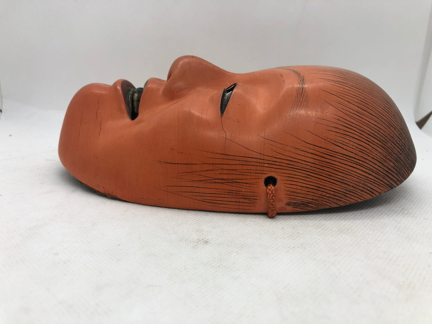 Y4670 NOH MASK wood carving Shoujou signed Japan antique omen dance drama