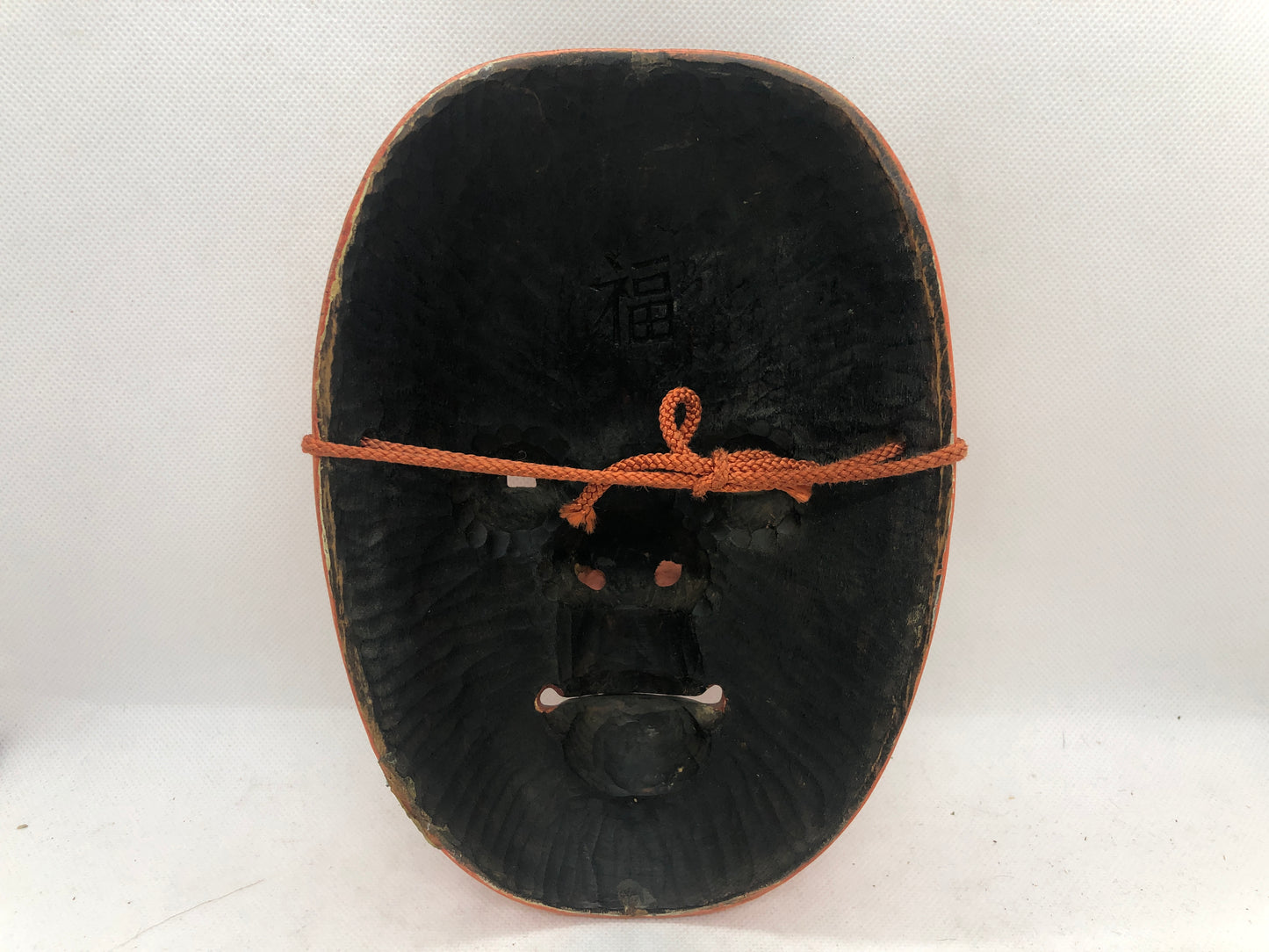 Y4670 NOH MASK wood carving Shoujou signed Japan antique omen dance drama