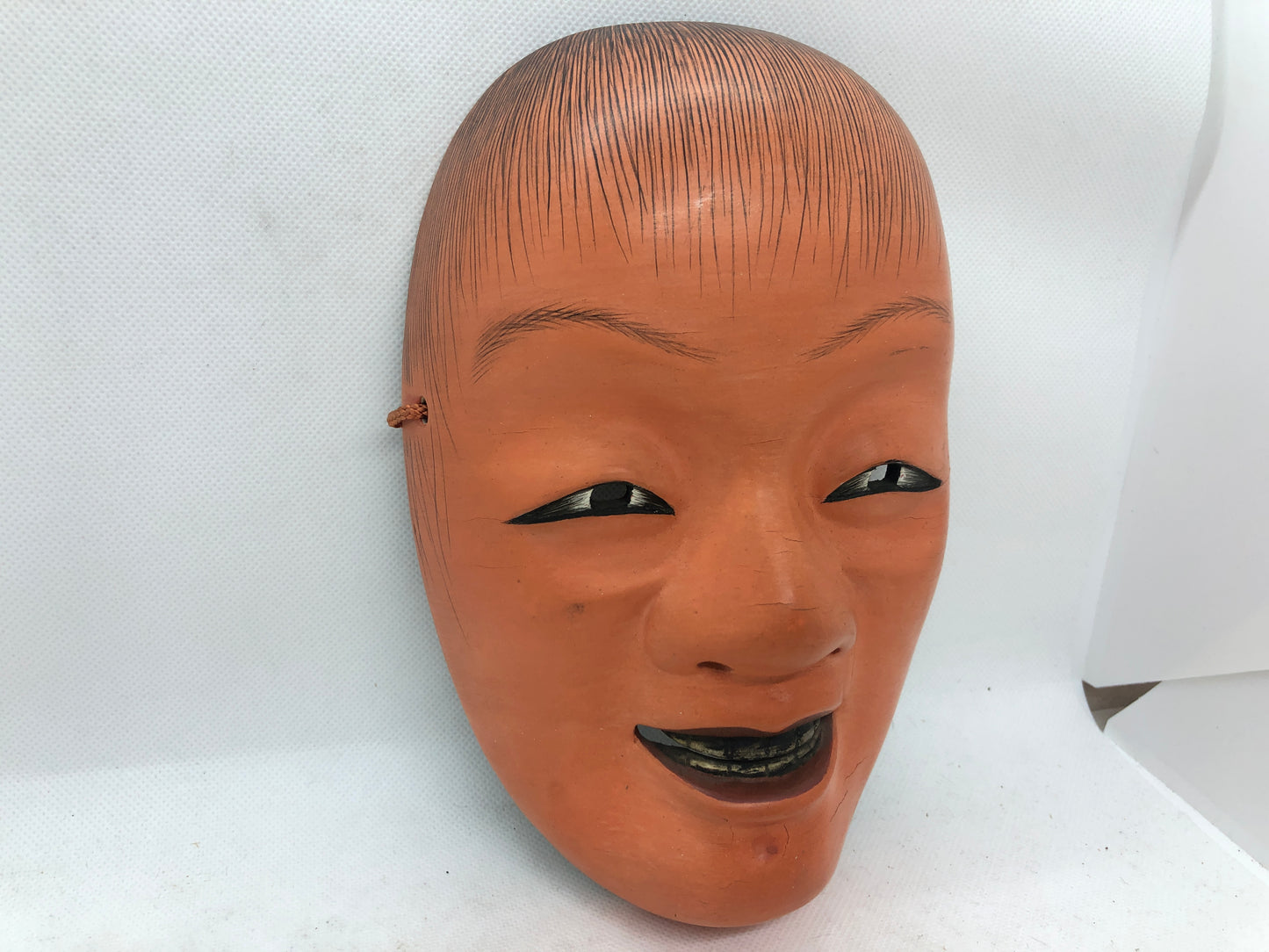 Y4670 NOH MASK wood carving Shoujou signed Japan antique omen dance drama