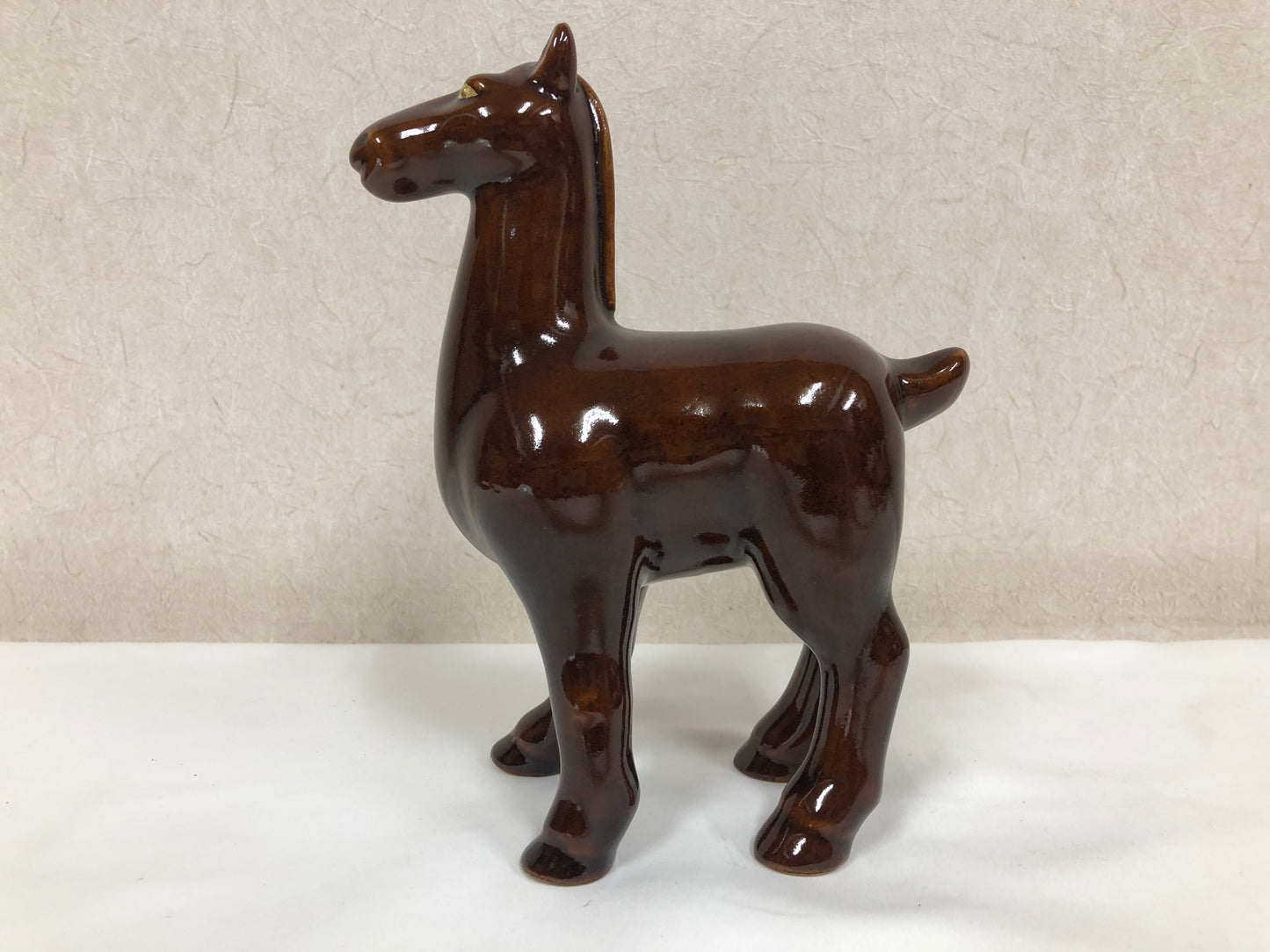 Y4707 OKIMONO Kyo-ware Horse figure signed box Japan antique figurine interior