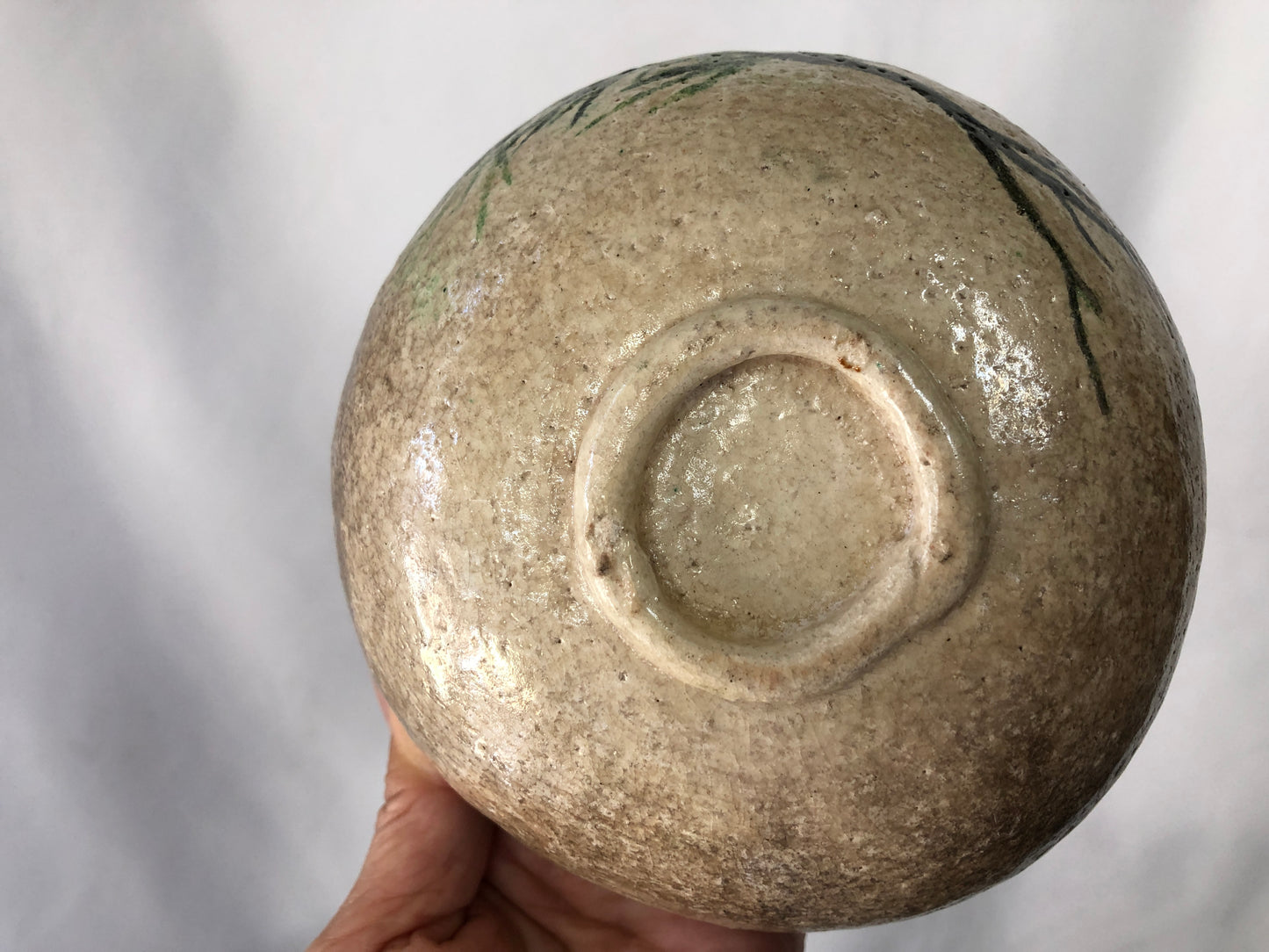 Y4766 CHAWAN Raku-ware white flat pine Japan antique tea ceremony pottery bowl