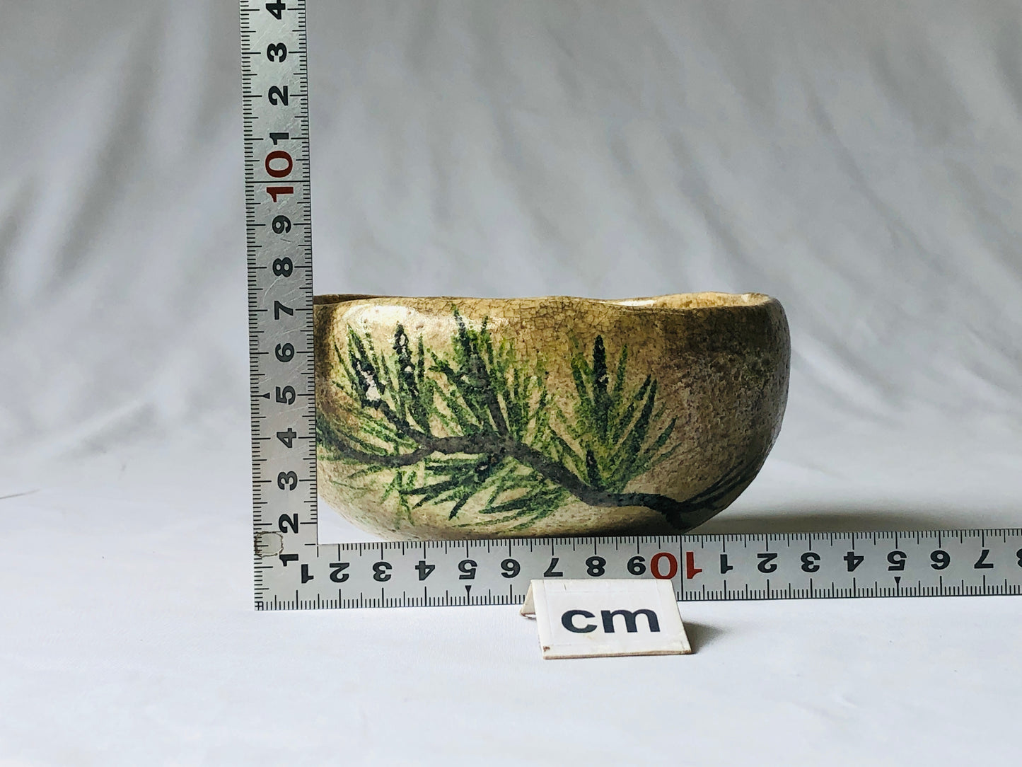 Y4766 CHAWAN Raku-ware white flat pine Japan antique tea ceremony pottery bowl