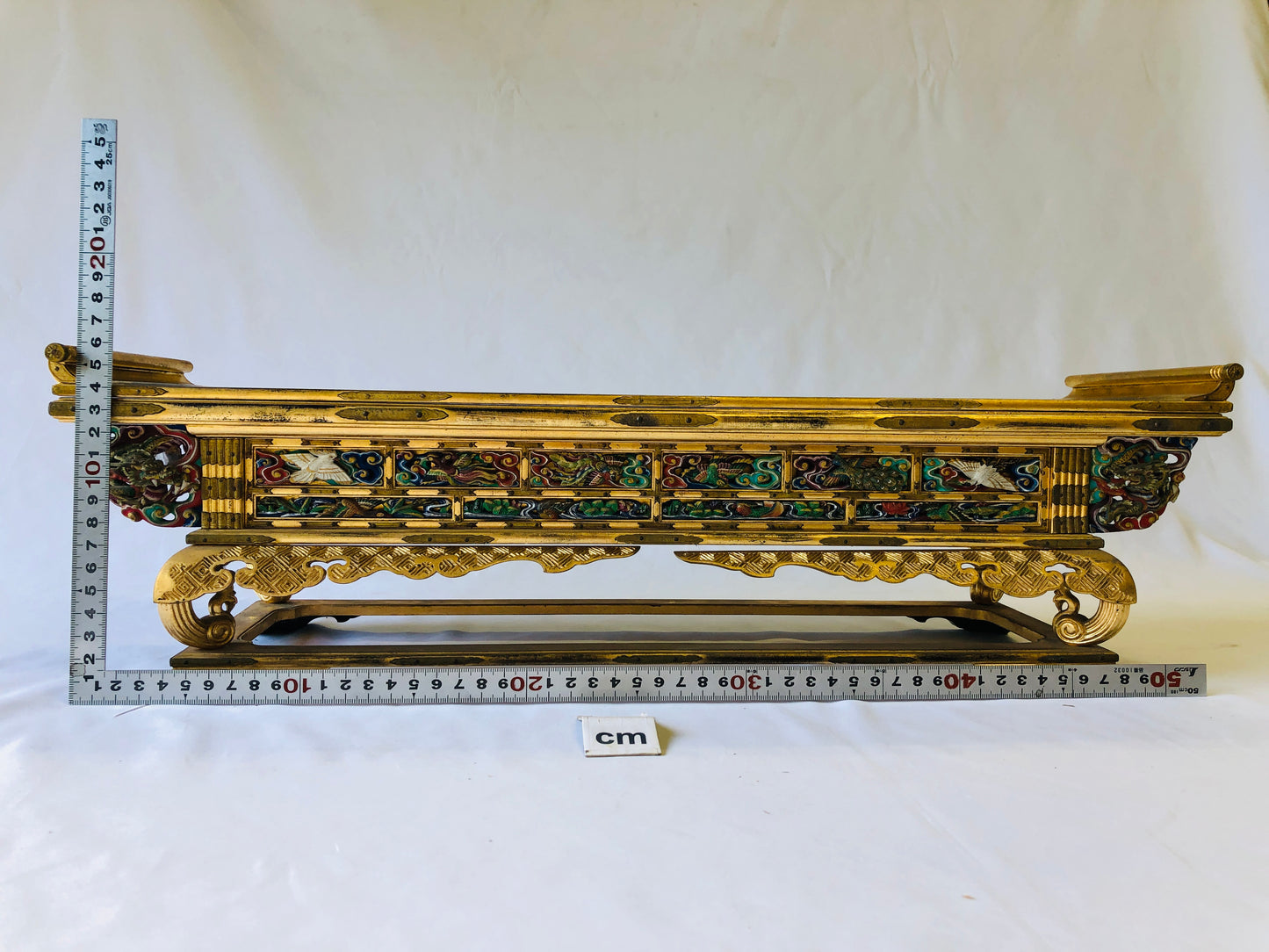 Y4782 Buddhist Altar Equipment sutra reading desk rich color box Japan antique