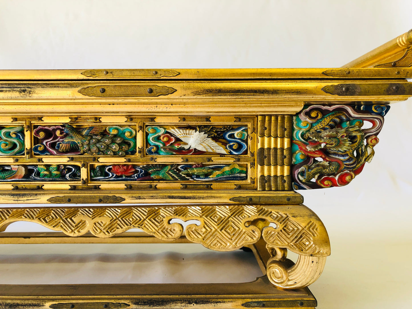 Y4782 Buddhist Altar Equipment sutra reading desk rich color box Japan antique