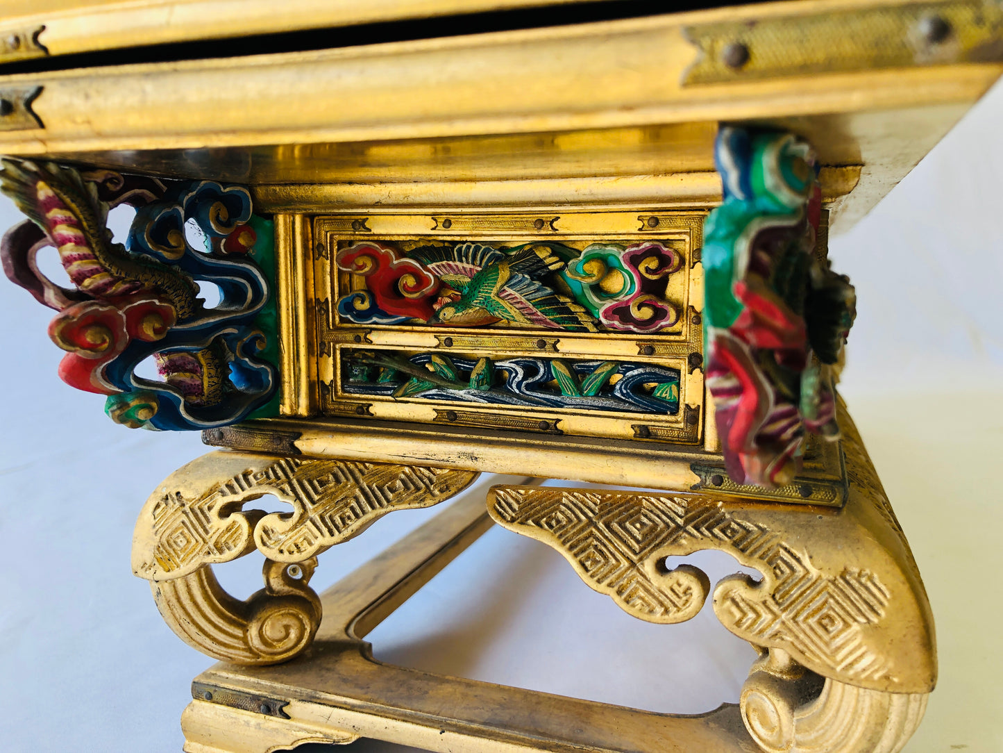Y4782 Buddhist Altar Equipment sutra reading desk rich color box Japan antique