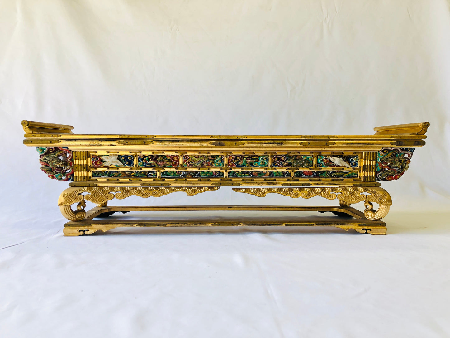 Y4782 Buddhist Altar Equipment sutra reading desk rich color box Japan antique