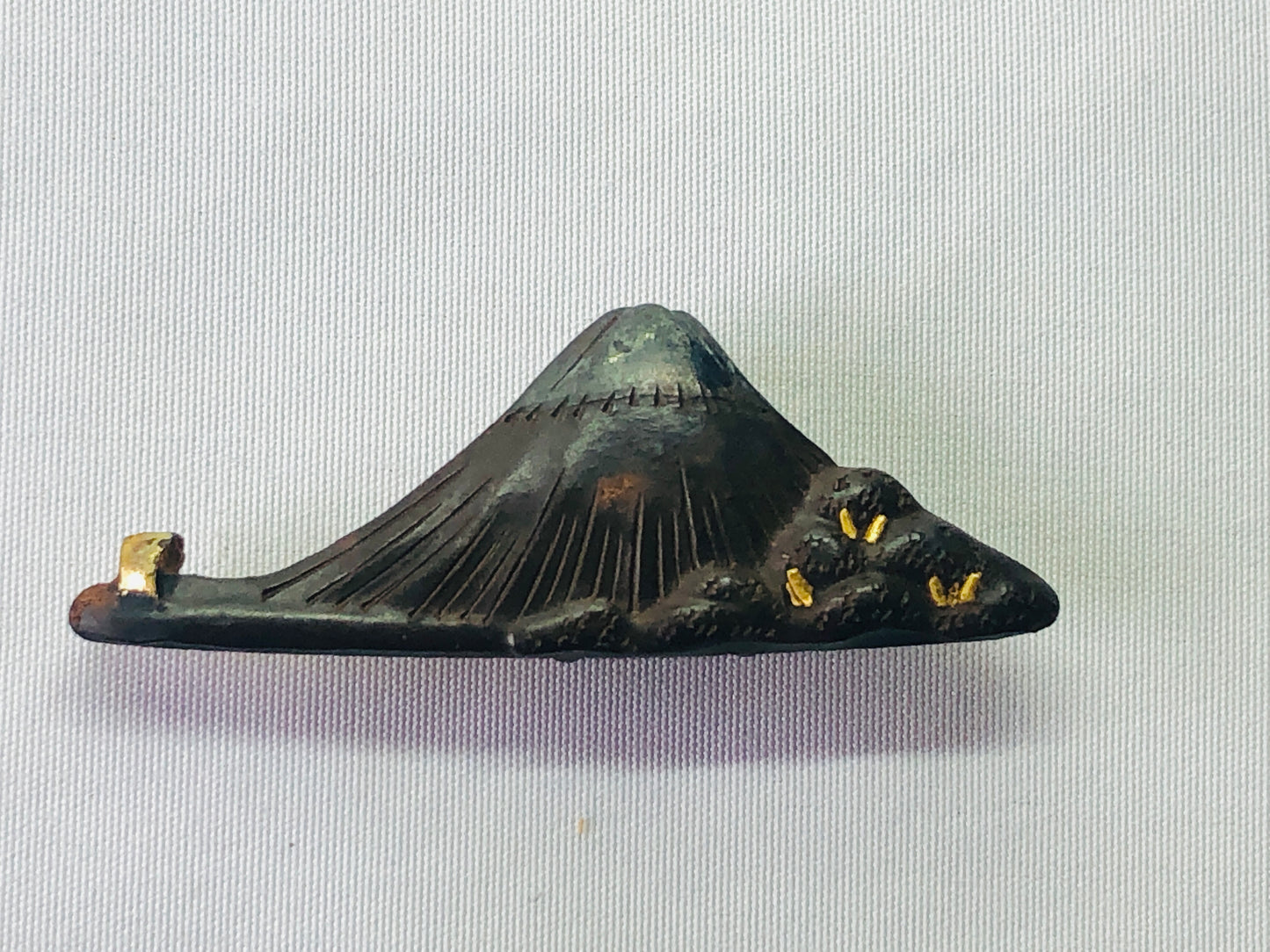 Y4788 OBIDOME Sash Clip brooch Mt.Fuji metalwork inlay Japan Kimono antique
