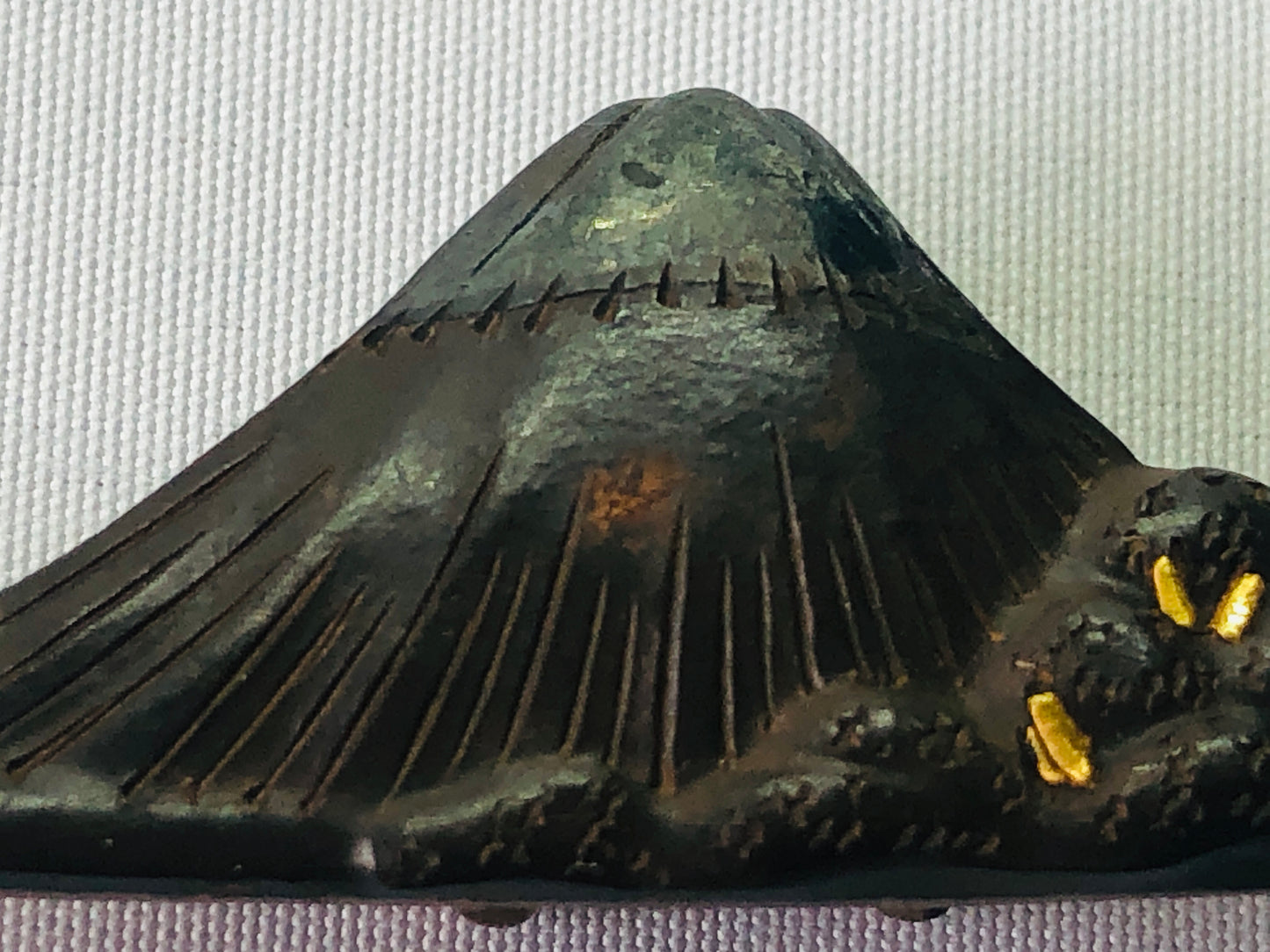 Y4788 OBIDOME Sash Clip brooch Mt.Fuji metalwork inlay Japan Kimono antique