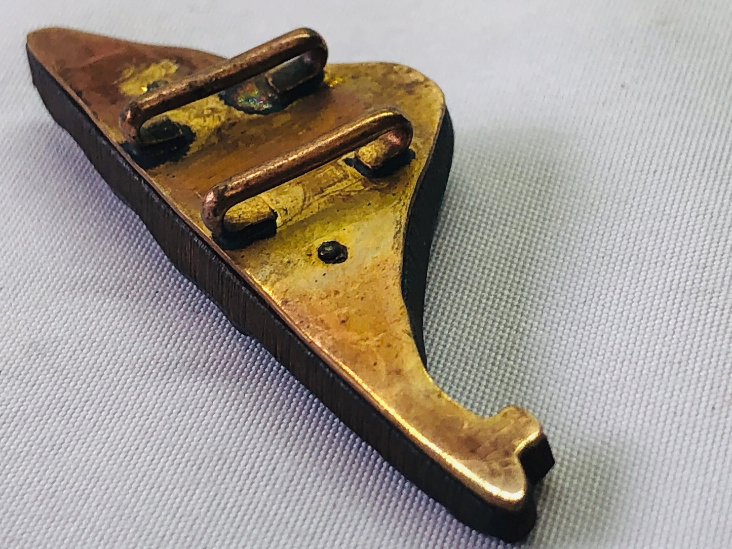 Y4788 OBIDOME Sash Clip brooch Mt.Fuji metalwork inlay Japan Kimono antique