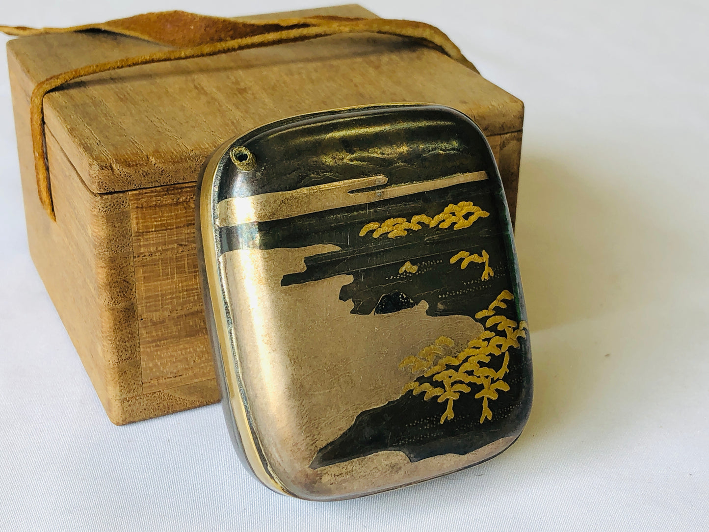 Y4807 SUITEKI Silver Makie stationery suzuri water pot Japanese antique vintage